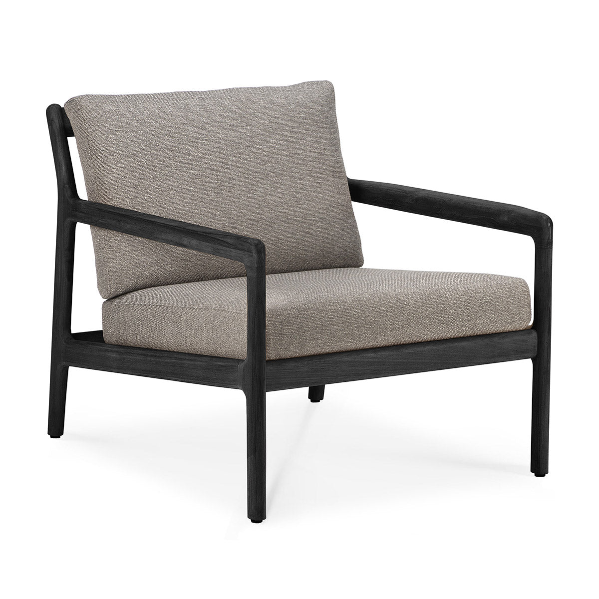 Outdoor Fabric Lounge Chair - Teak Black & Mocha - 76cm Patio Furniture for Garden, Poolside, Deck or Balcony Relaxation