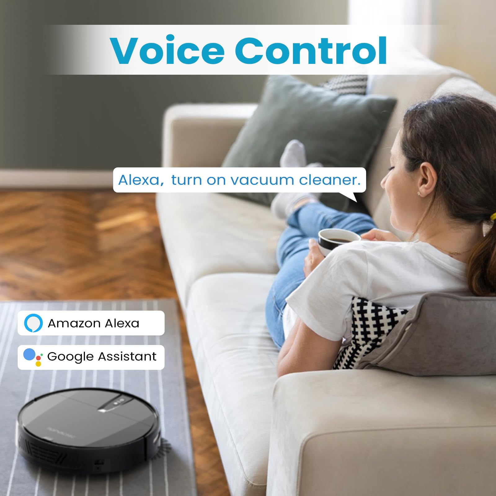 3000Pa Strong Suction Robot Vacuum Cleaner with APP/Voice/Remote Control | Self-Charging | Smart Scheduling | Perfect for Pet Hair, Hardwood Floors & Low Pile Carpets | Ideal for Home, Office & Apartment Cleaning