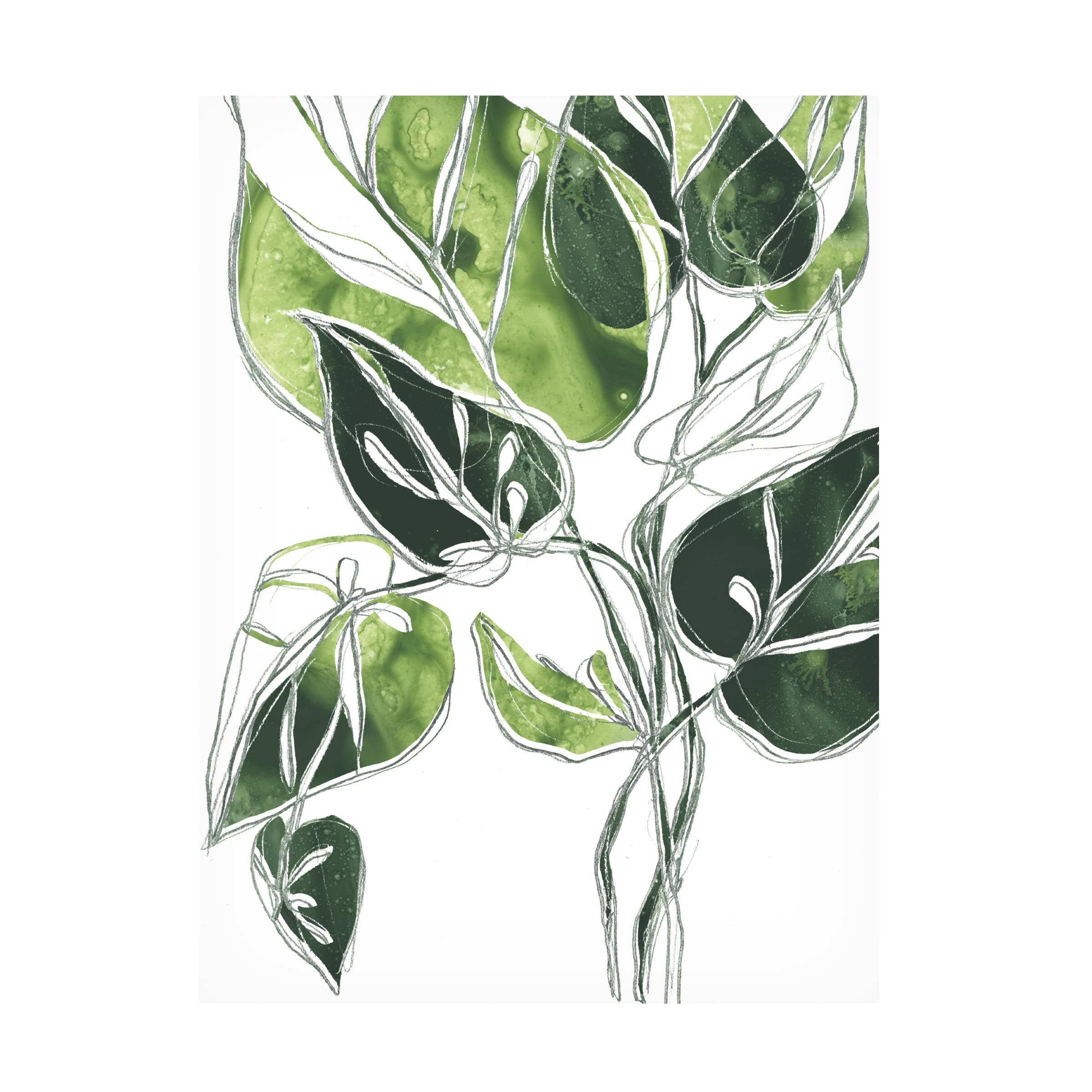 Expressive Palm II Canvas Wall Art by June Erica Vess - Modern Tropical Botanical Painting for Living Room, Bedroom & Office Decor