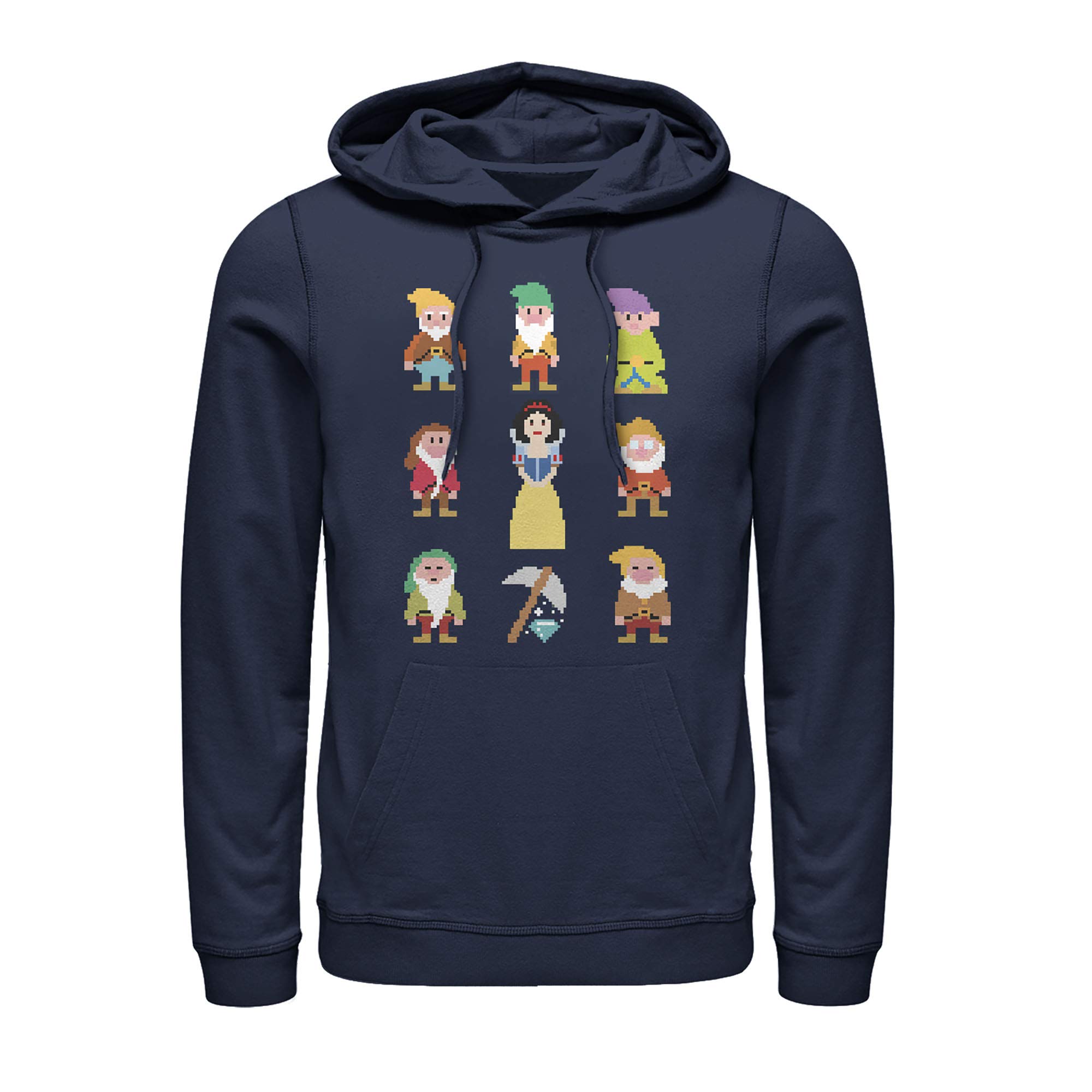 Men's Snow White and the Seven Dwarfs Pixel Art Pullover Hoodie - Disney Inspired Graphic Sweatshirt for Casual Wear & Cosplay