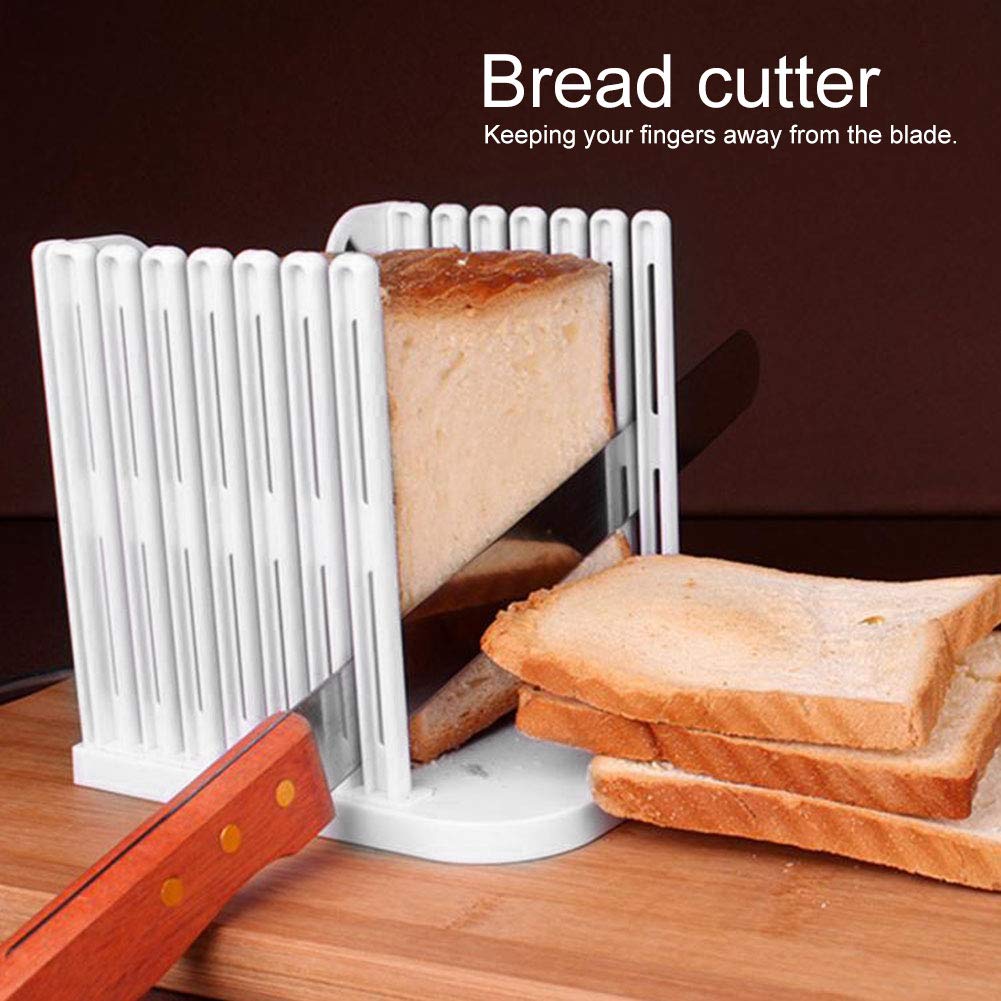 Alvinlite Foldable Bread Slicer Guide - Perfect for Homemade Bread, Loaves & Bagels - Stainless Steel Toast Cutter with Measurement Marks - Essential Kitchen Baking Tool for Perfect Slices Every Time (Ideal for Sandwiches, French Toast & Breakfast Prep)