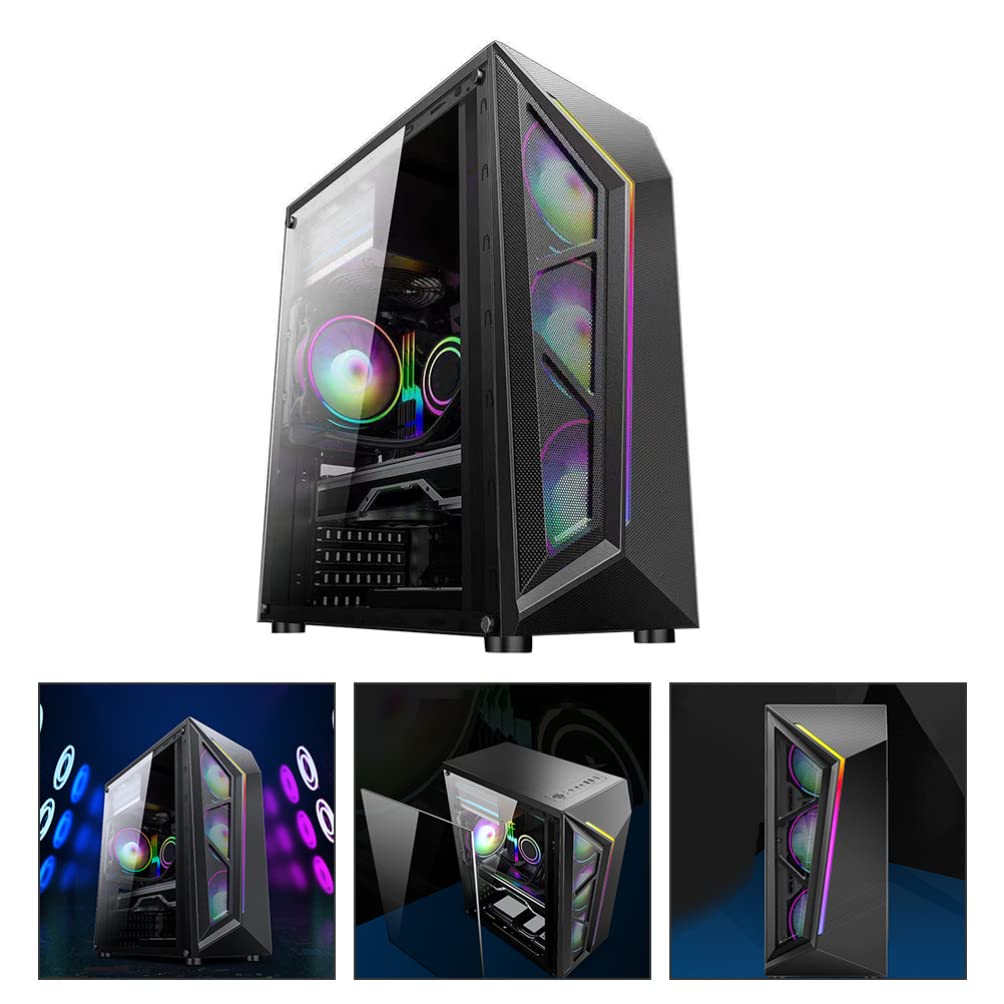 ATX Mid Tower PC Case with RGB Lighting - High Airflow Gaming Computer Case for Desktop Builds, Workstations & Home Office Setups