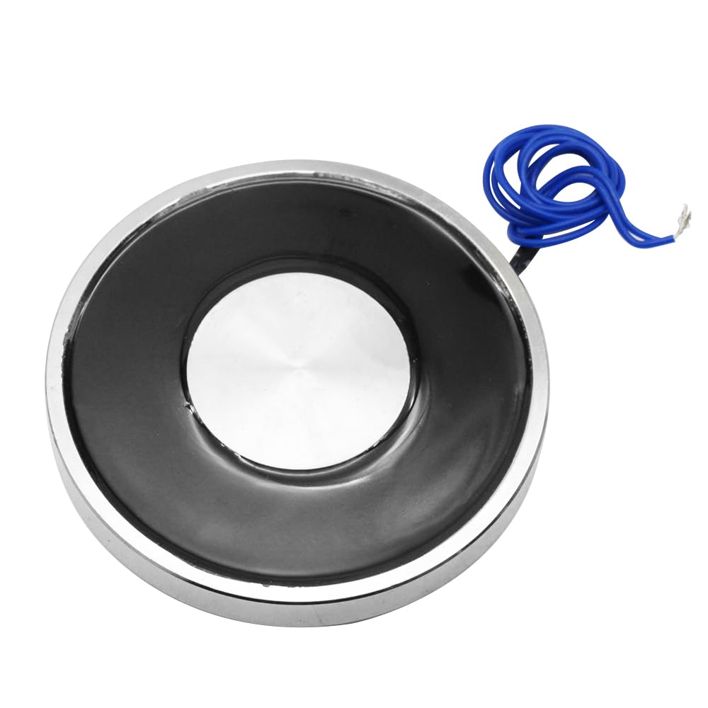 12V 200N Round Electric Solenoid Magnet - 80mm x 10mm Lifting Electromagnet for Industrial Automation, CNC Machines & Material Handling