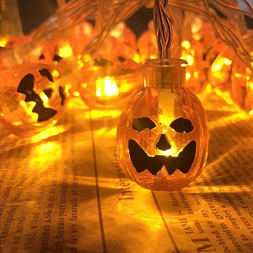 KisoSmart 23ft Waterproof Halloween Fairy String Lights - 50 LED Crystal Pumpkin Lights Battery Operated for Outdoor Garden, Home, Wedding, Party & Holiday Decorations (Multi-Color) | Perfect for Halloween Yard Displays, Christmas Tree Accents & Patio Lighting