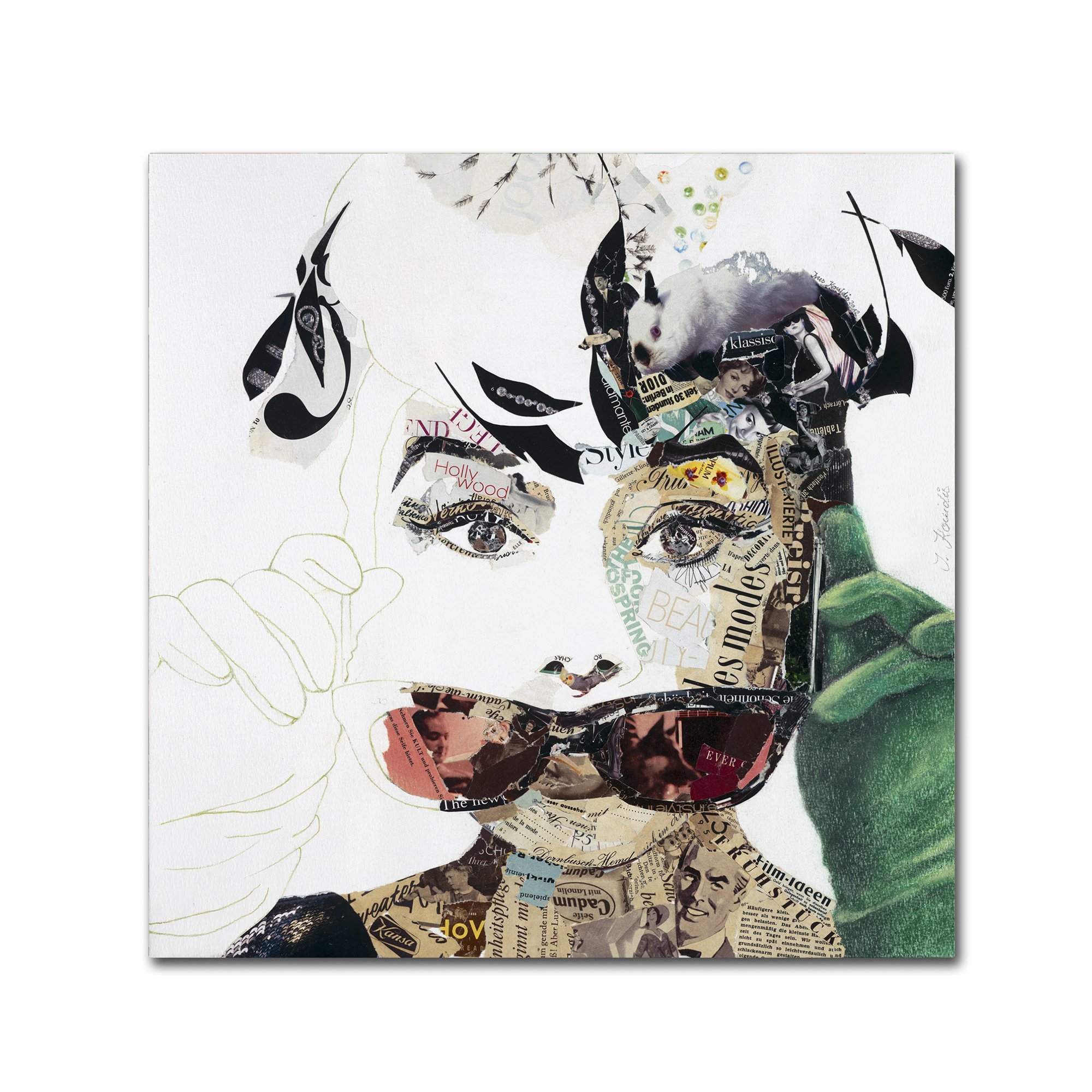 Trademark Fine Art 'Audrey' by Ines Kouidis - 18x18 Canvas Wall Art Print, Modern Home Decor for Living Room, Bedroom & Office