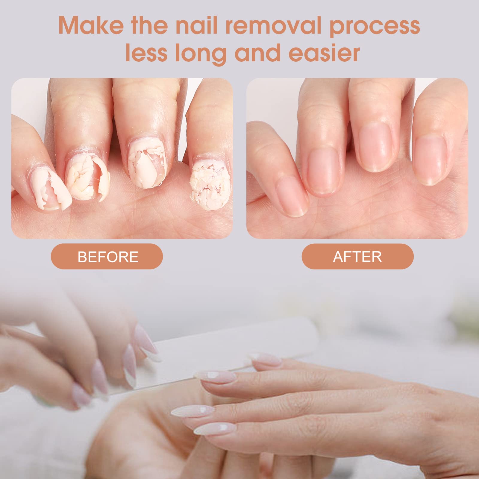 Professional Gel Nail Polish Remover Kit - 2 Pack Fast-Acting 3-Minute No Soak Formula (15ml Each) for Salon & Home Manicures | Safe & Easy Nail Art Removal Solution