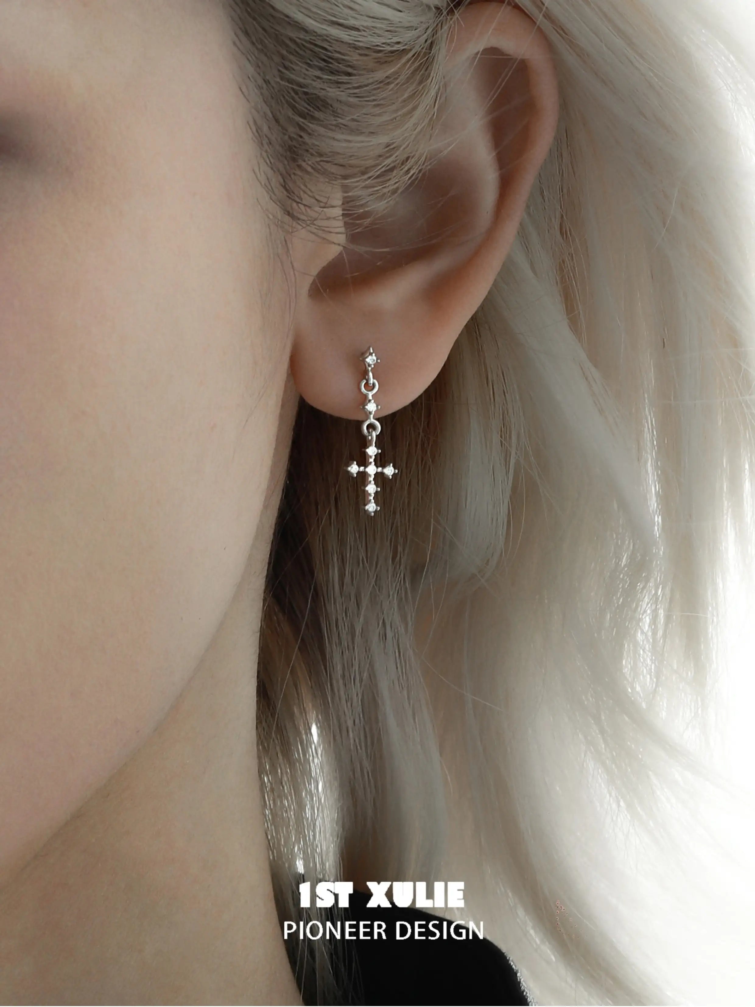 Sterling Silver S925 Zircon Double Piercing Earrings for Women - Elegant Angel Wing Design for Parties, Weddings & Everyday Wear