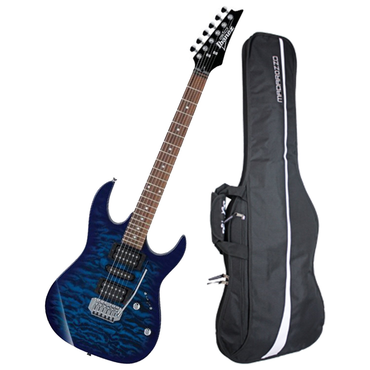 Ibanez GRX70QA TBB Trans Blue Solid Body Electric Guitar with Gig Bag - Perfect for Beginners, Live Performances & Home Practice