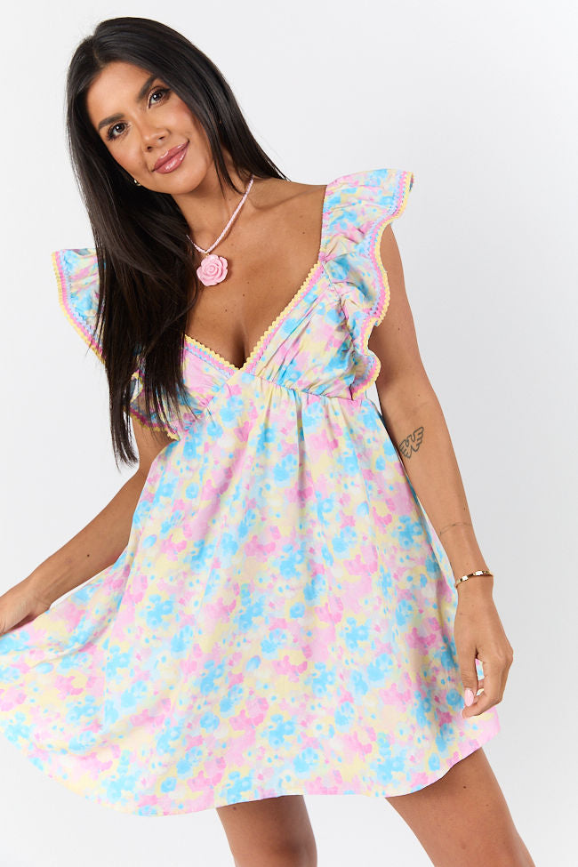 Brighter Days Watercolor Mini Dress - Flowy Summer Dress for Women | Perfect for Beach, Vacation & Casual Outings