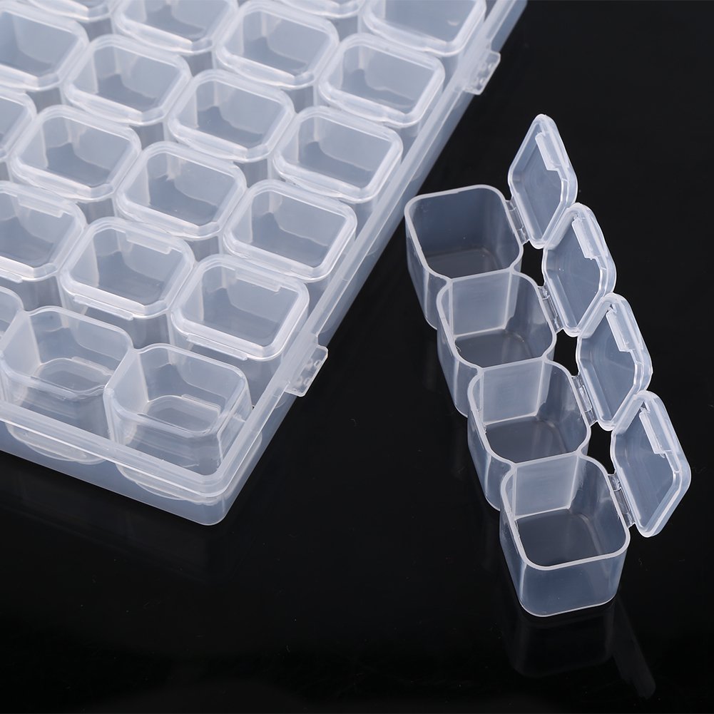 Fdit 28-Slot Transparent Plastic Storage Box - Organize Medicine Capsules, Vitamins, Tablets, Jewelry & Small Parts | Perfect for Home, Office, Travel & Craft Organization