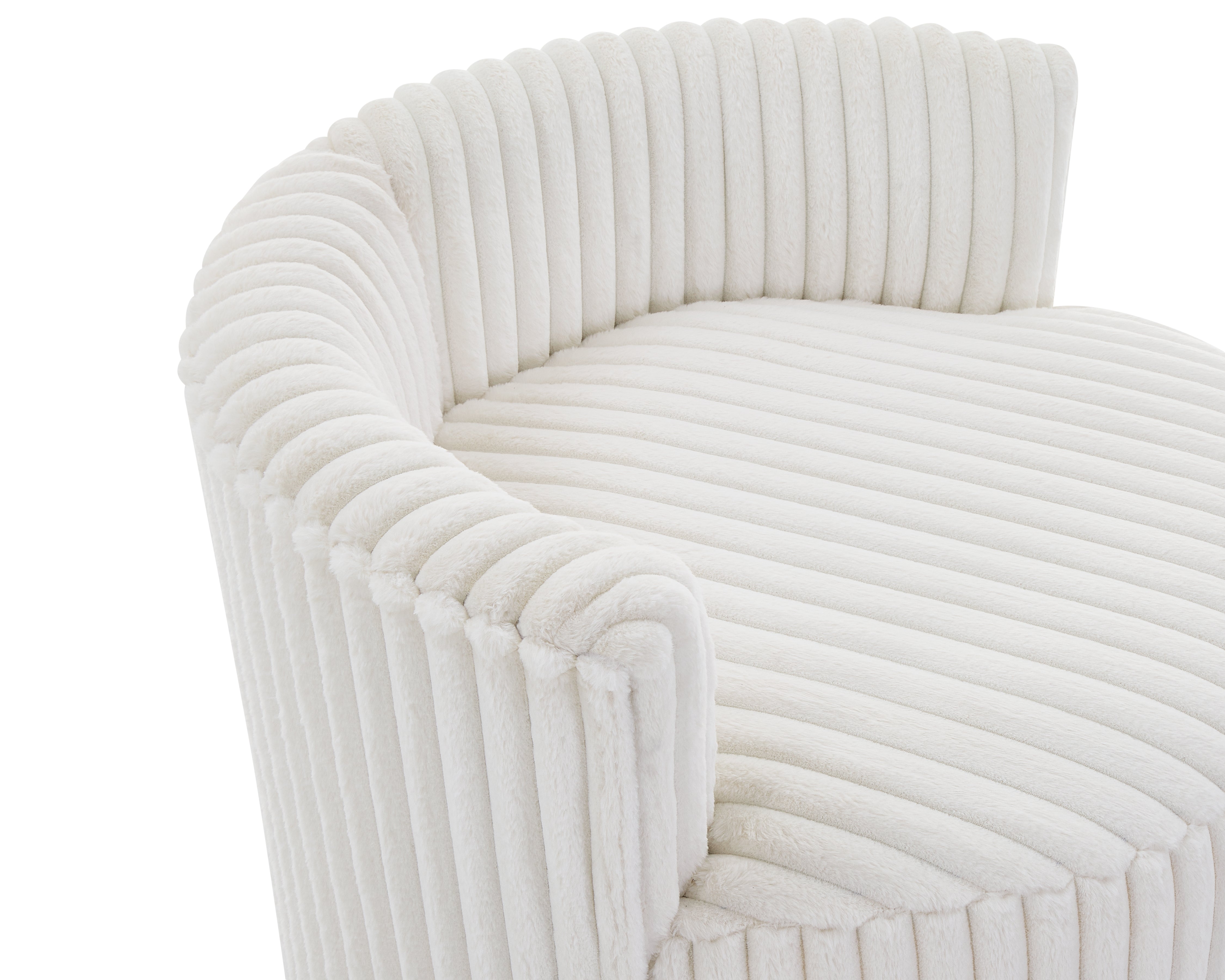 Roundhill Furniture Malna Plush Wide Wale Corduroy Upholstered Barrel Accent Chair with Wheels - Soft & Stylish Living Room Seating, Off White - Perfect for Home Office, Lounge & Reading Nook