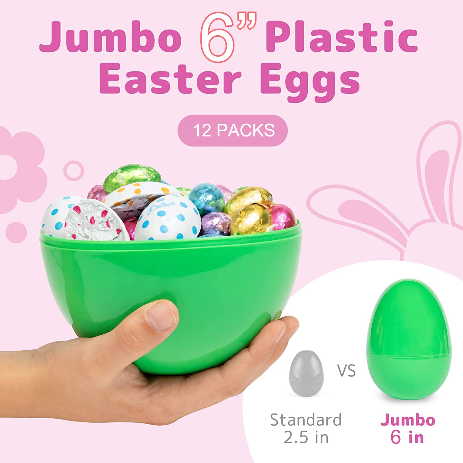 12PCS Large Plastic Easter Eggs - 6