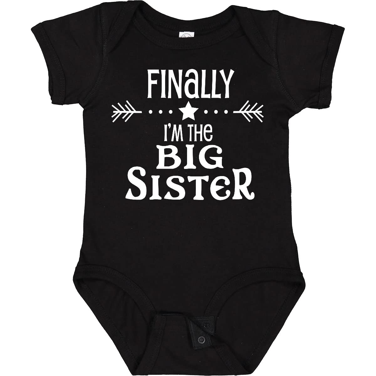 Inktastic 'Finally I'm The Big Sister' Baby Bodysuit - Cute Sibling Announcement Outfit for Newborns & Toddlers