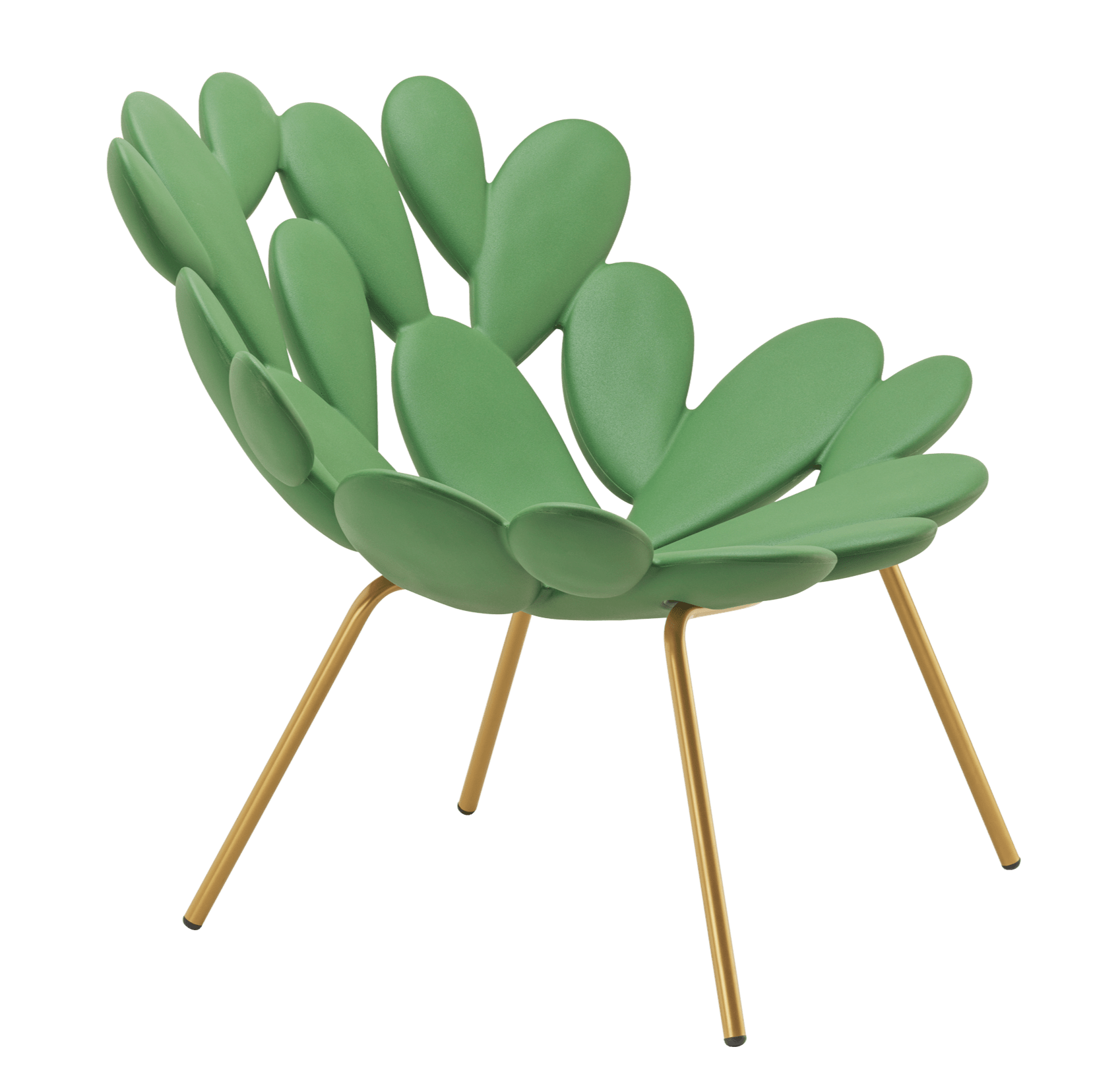 Qeeboo Filicudi Armchair with Brass Frame - Modern Luxury Lounge Chair for Living Room, Office & Hotel Decor