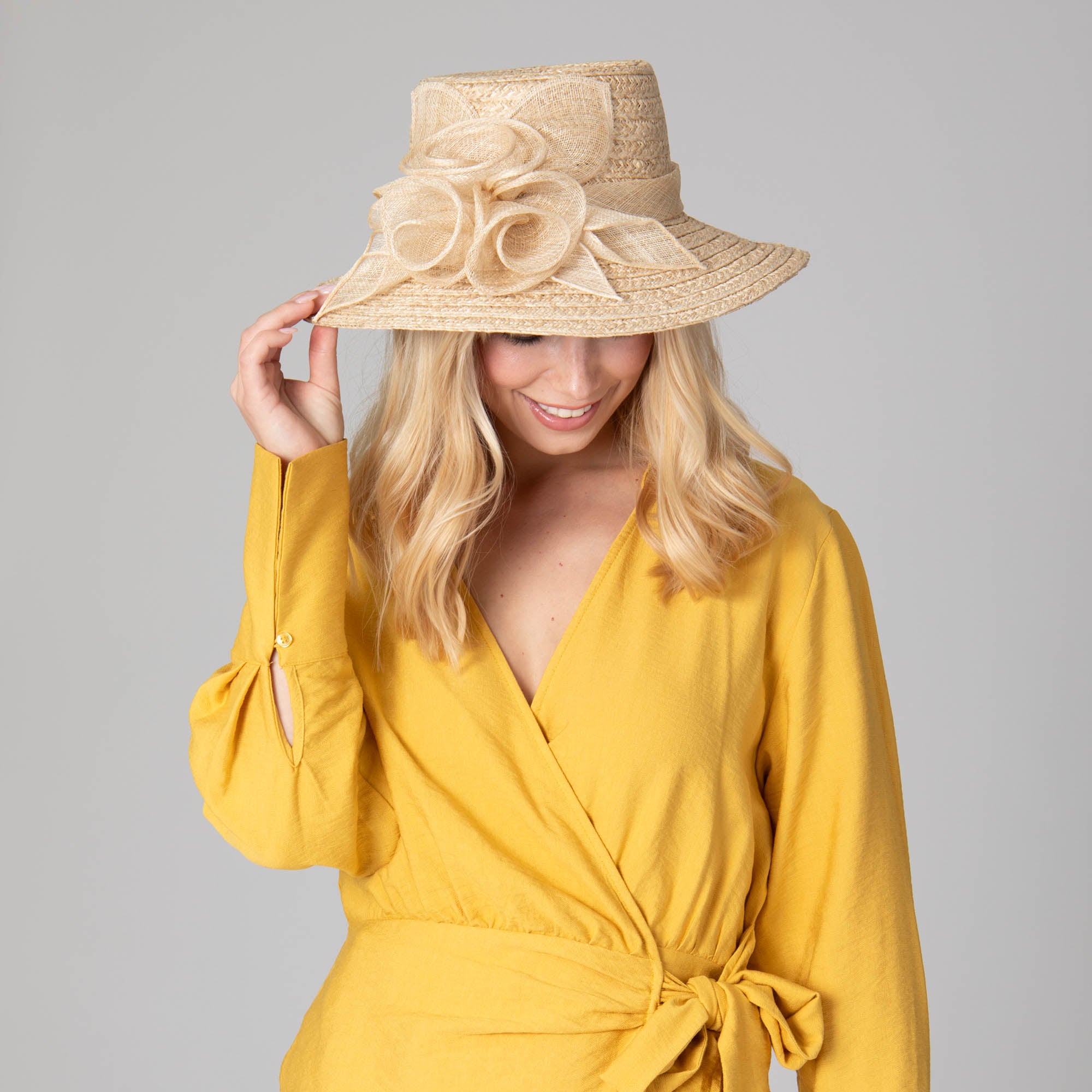 Stylish Women's Abaca Sun Hat - Elegant Wide Brim Dressy Hat for Beach, Wedding & Outdoor Events - UPF 50+ Sun Protection