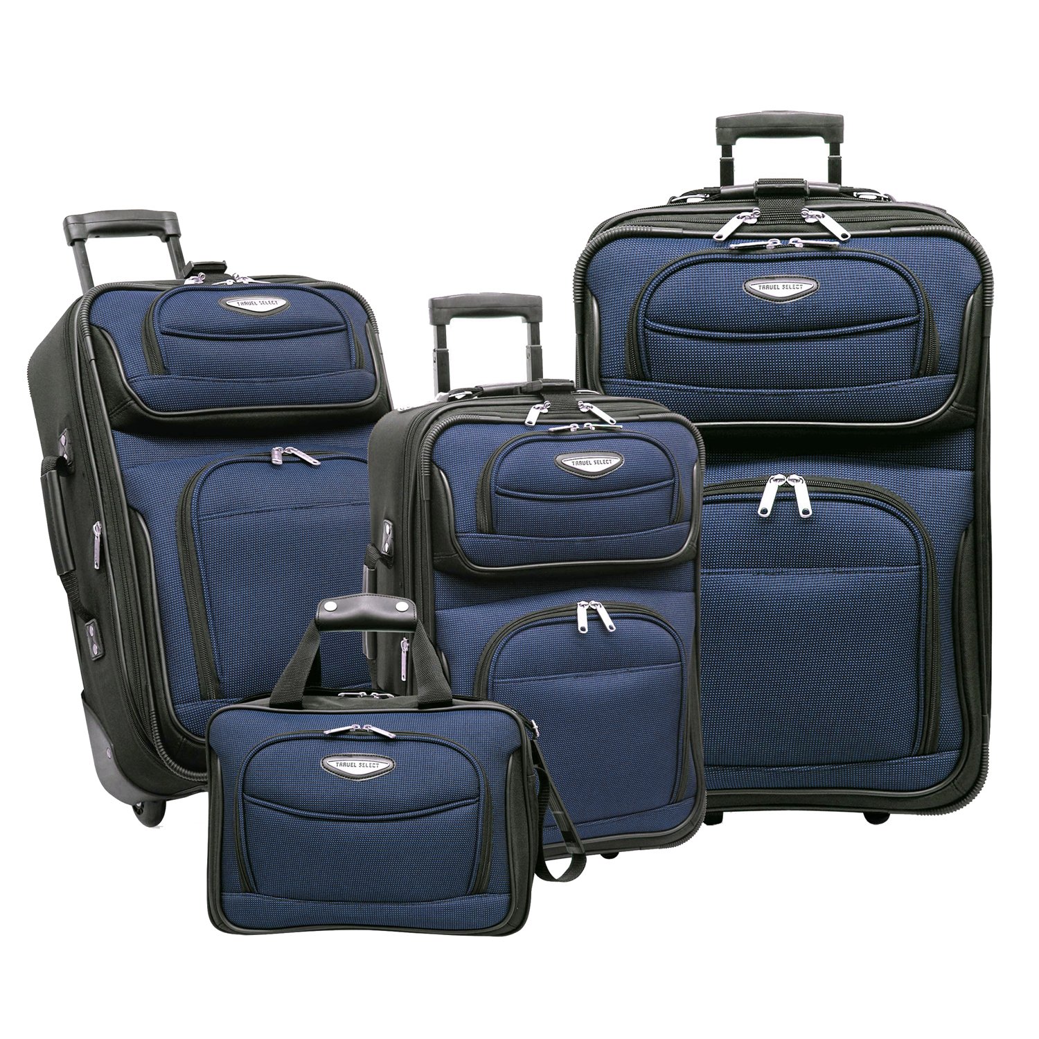 Travel Select Amsterdam Expandable Rolling Upright Luggage Set - 4-Piece Navy Blue Suitcase for International Travel & Business Trips | Durable Spinner Wheels & TSA Lock