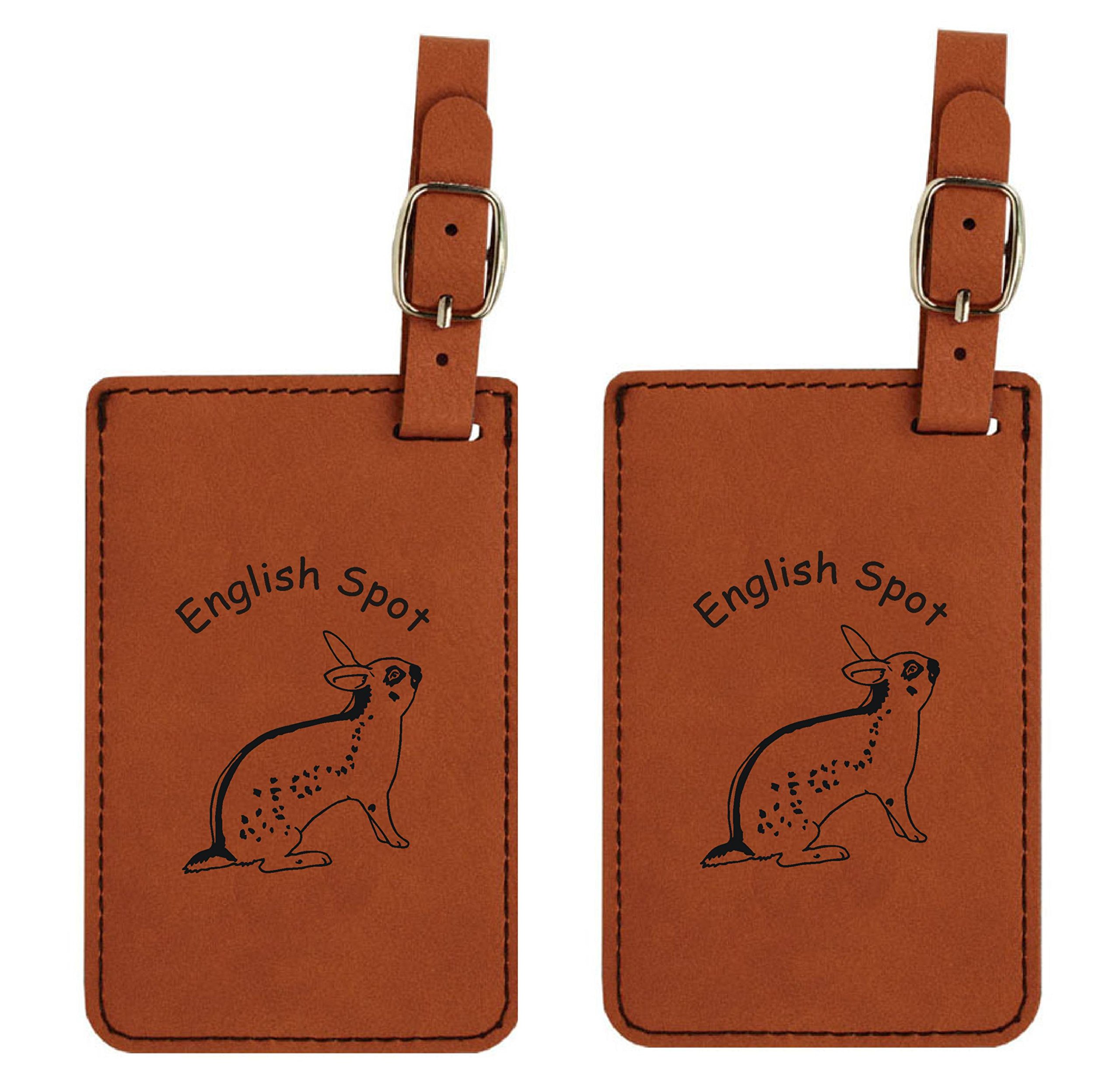 English Spot Rabbit Luggage Tags (2 Pack) - Cute Animal ID Tags for Suitcases, Backpacks & Travel Bags - Perfect for Airports, Vacations & School Trips