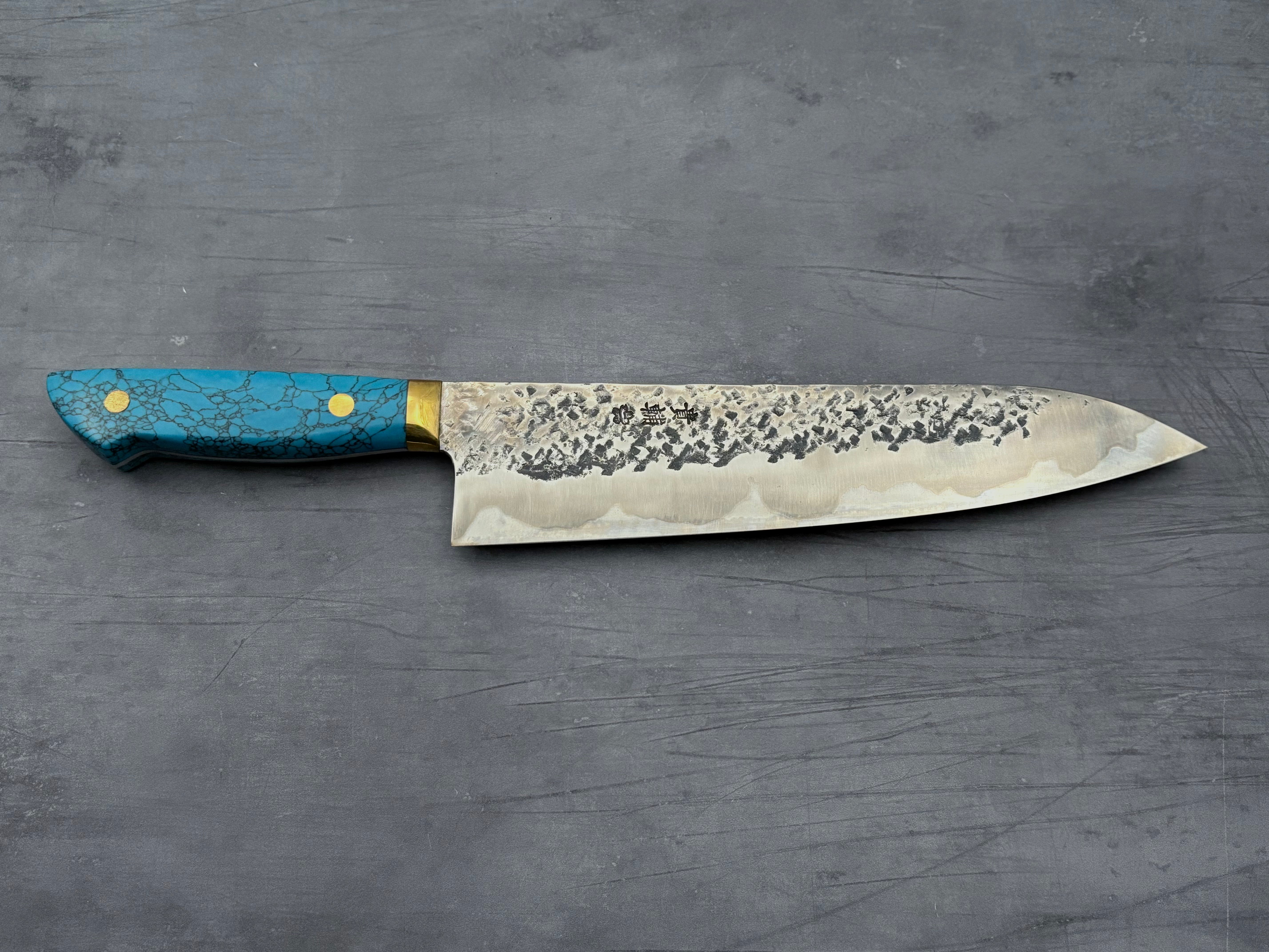 Premium Japanese Gyuto Knife 240mm - Kisuke Manaka Nakamura White #2 Steel - Perfect for Sushi, Meat Slicing & Professional Kitchen Use