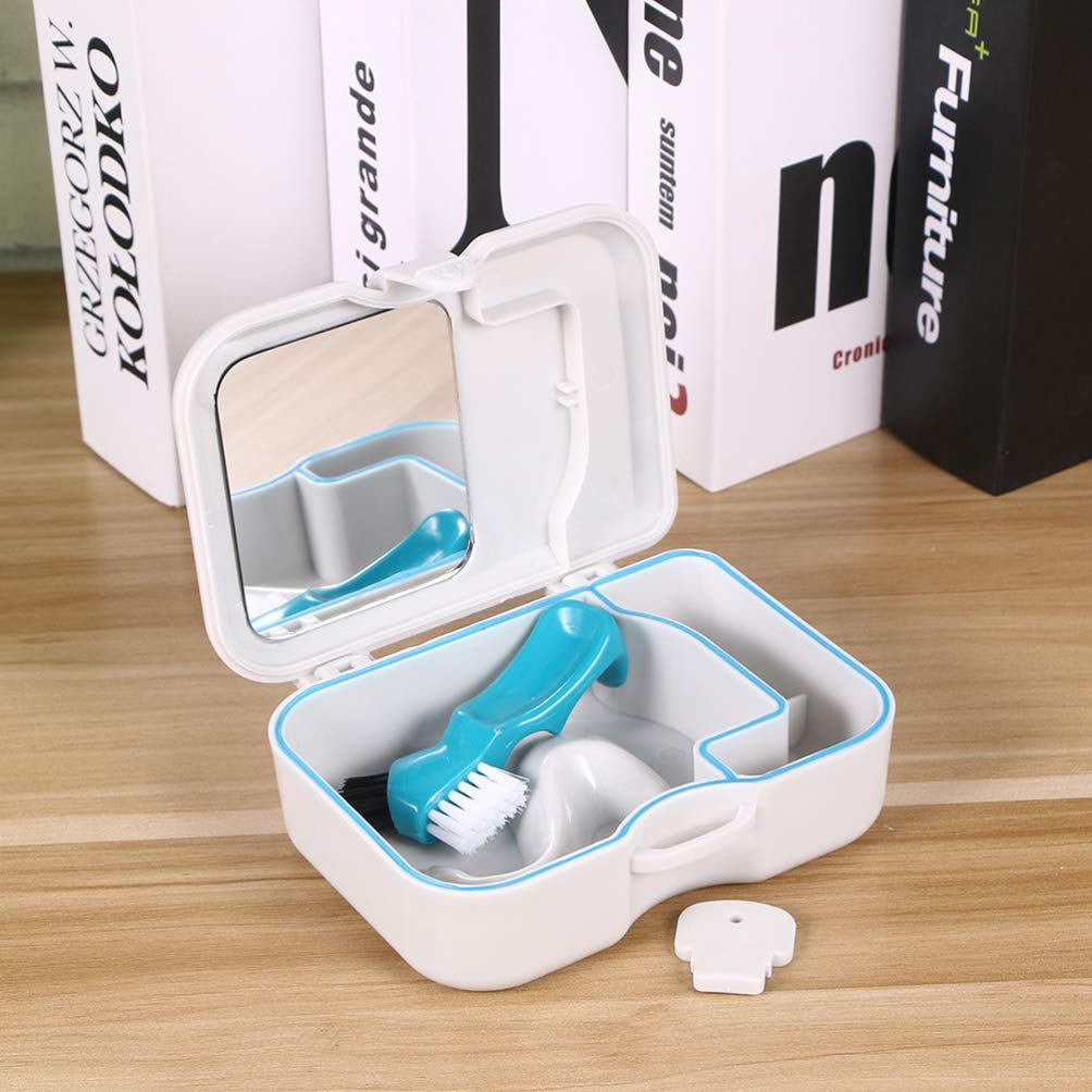 2-Pack Denture Storage Box with Cleaning Kit - Travel Organizer for Dentures, Brushes & Cups - Bathroom Storage Case for Denture Care & Hygiene