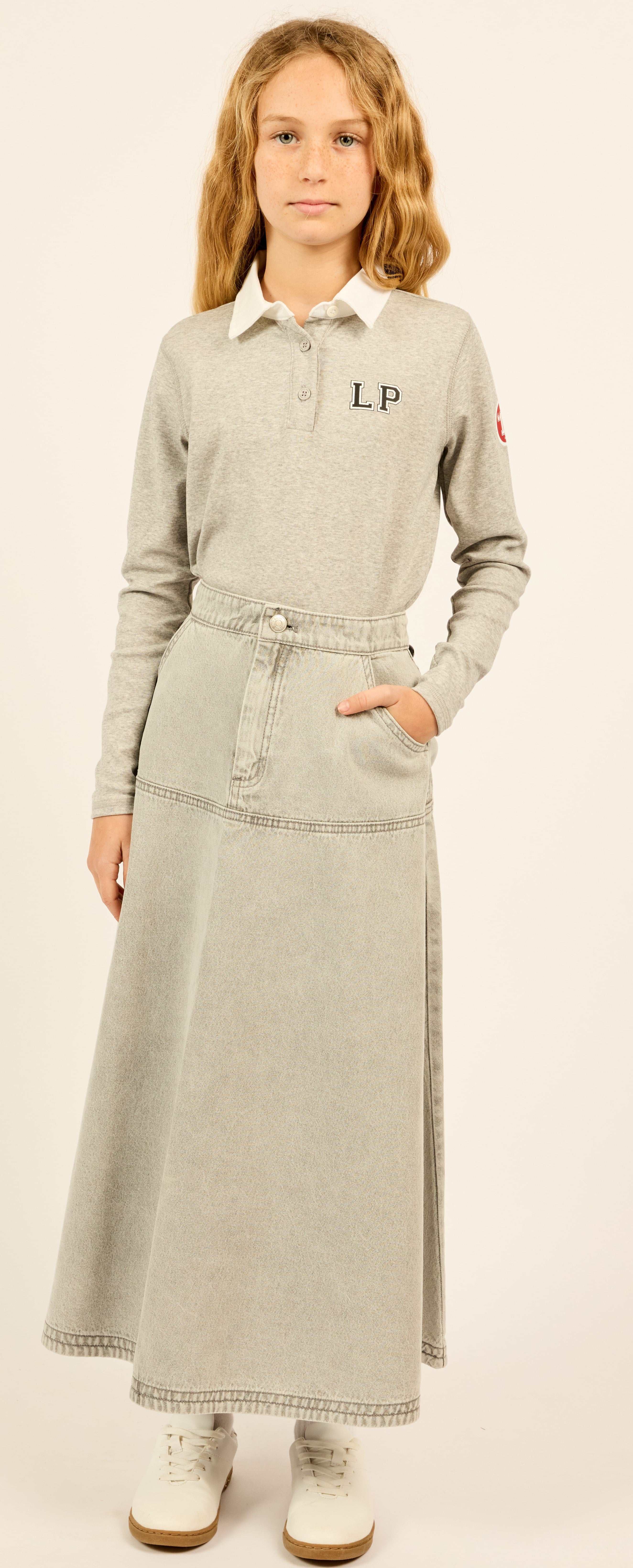 Little Parni Grey Denim Skirt for Teens - Stylish Casual Wear for School, Outings & Everyday Fashion