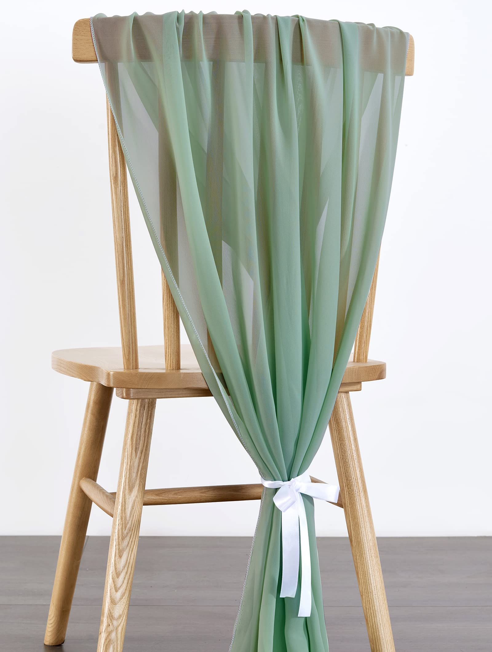 5 Pack Sage Green Chiffon Table Runner 10Ft (29x120 Inches) - Sheer Romantic Tulle Wedding Table Decor for Bridal Shower, Baby Shower, Birthday Party & Cake Table Decoration - Elegant Event & Home Decor
