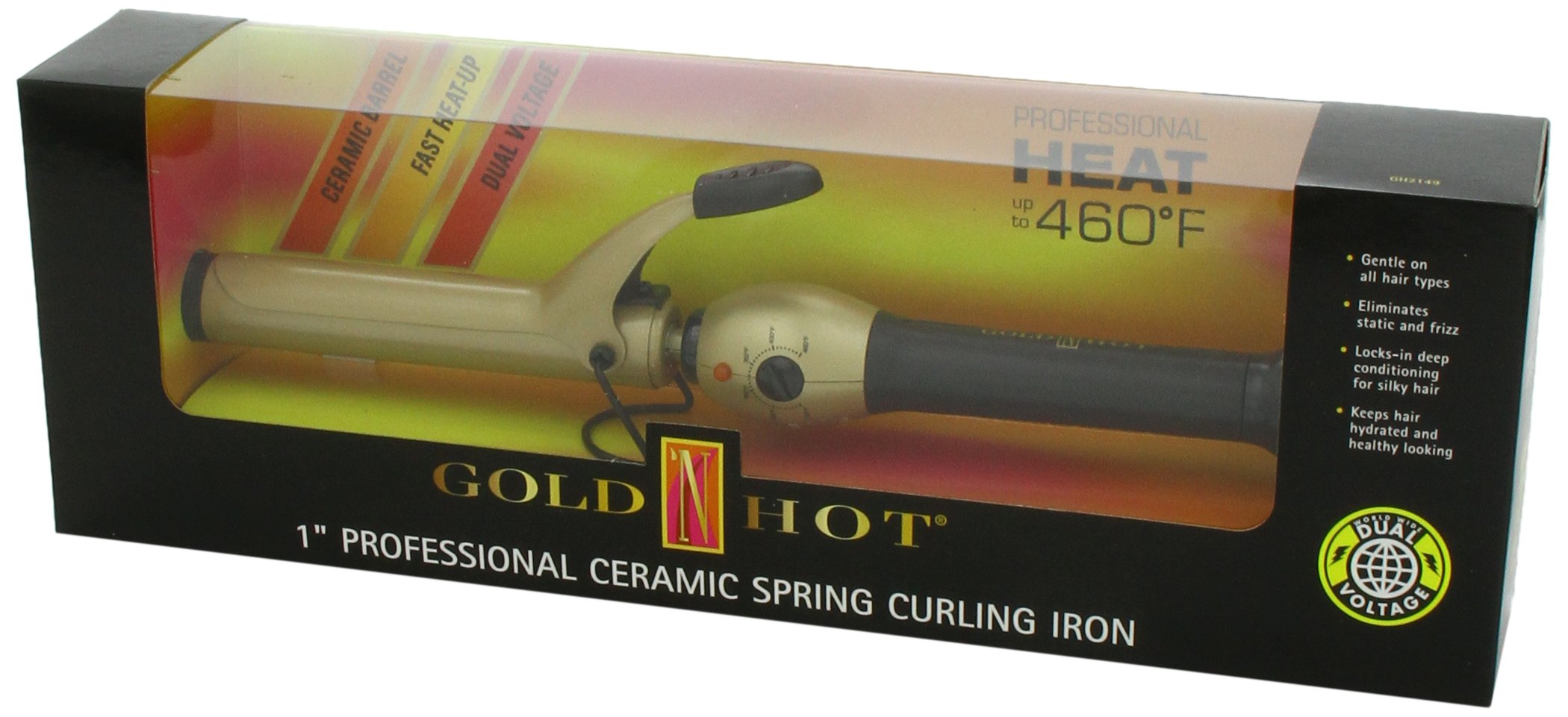 Gold 'N Hot Professional Ceramic Spring Curling Iron 1 Inch - Salon Quality Hair Curler for Long Lasting Waves & Curls - Perfect for Home Styling, Weddings & Special Occasions