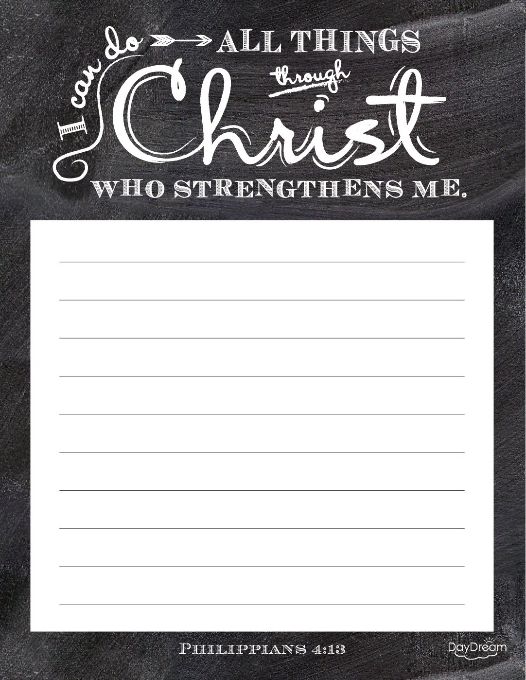 Christian Inspirational Notepad Set with Philippians 4:13 Bible Verse - 4 Religious Chalkboard Design Notepads for Bible Study, Prayer Journal & Sunday School Notes