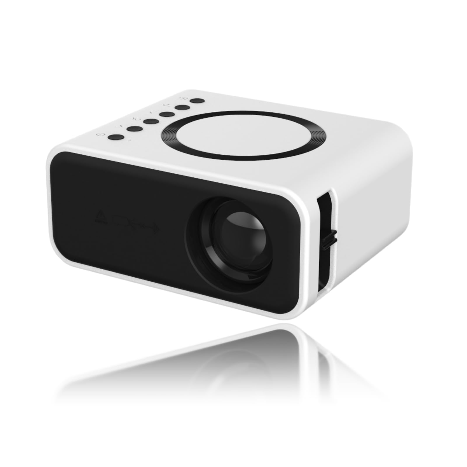 Portable Mini HD 1080P Projector with Built-in 4Ω 2W Speakers & Eye Protection - Home Theater Movie Projector for iOS, Android, Laptop (White) - Perfect for Movie Nights, Gaming & Outdoor Entertainment