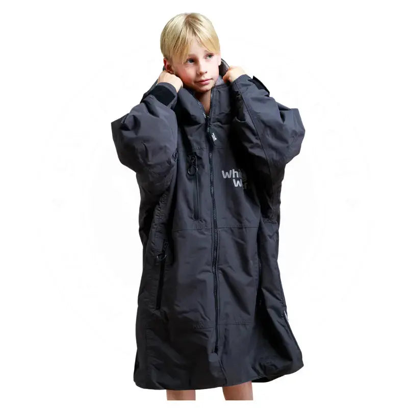 Kids Swimming Robe - Unisex Black Hard Shell Pool Robe for Boys & Girls | Quick-Dry Waterproof Cover-Up for Beach, Pool & Water Park Activities