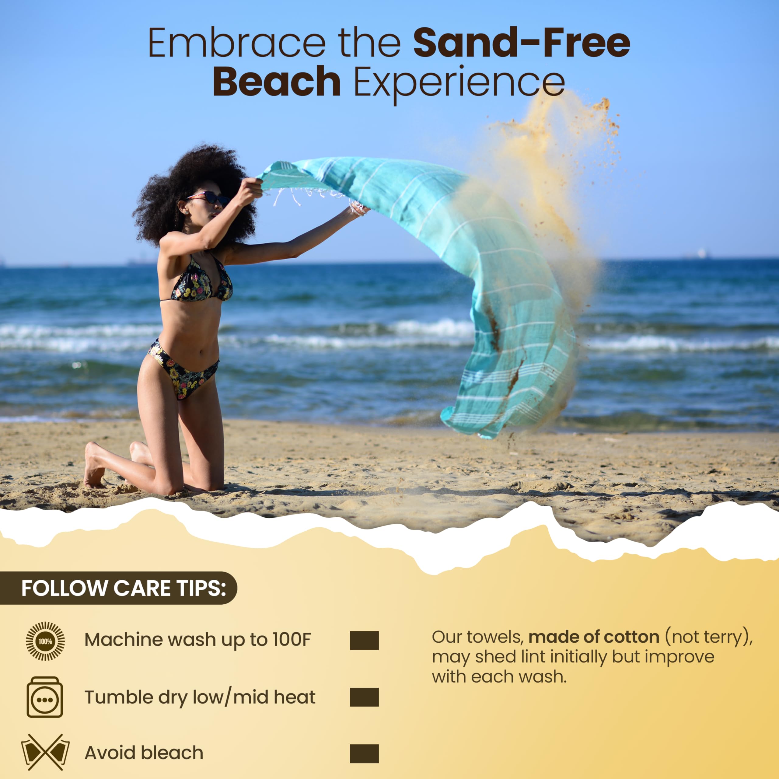 Premium Turkish Beach Towel - 100% Cotton Oversized Bath Towel 71