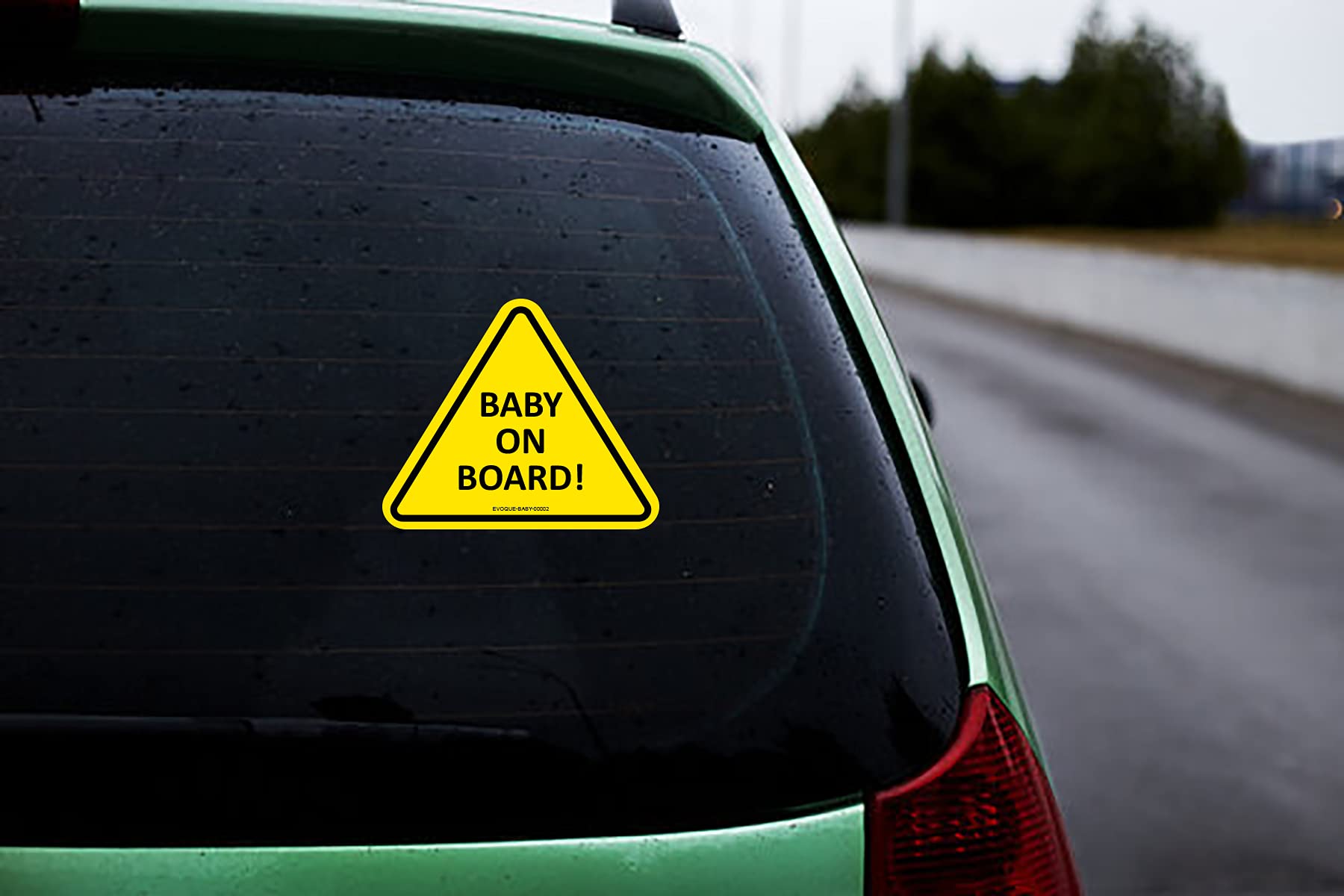 Evoque Baby on Board Car Sticker - 5” x 6” Vinyl Decal with Strong Adhesive, No Suction Cups Needed, Heat Resistant for Baby Safety (Pack of 2) - Perfect for Family Cars, SUVs and Minivans