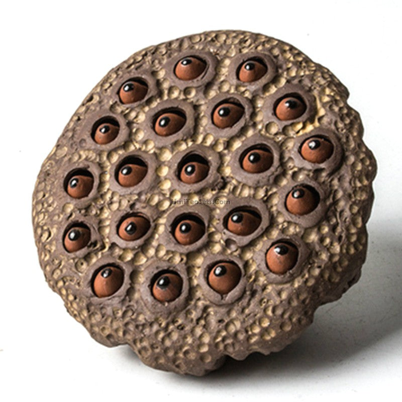 Handmade Purple Clay Lotus Seedpod Tea Pet - Yixing Ceramic Tea Companion for Gongfu Tea Ceremony, Meditation & Zen Decor