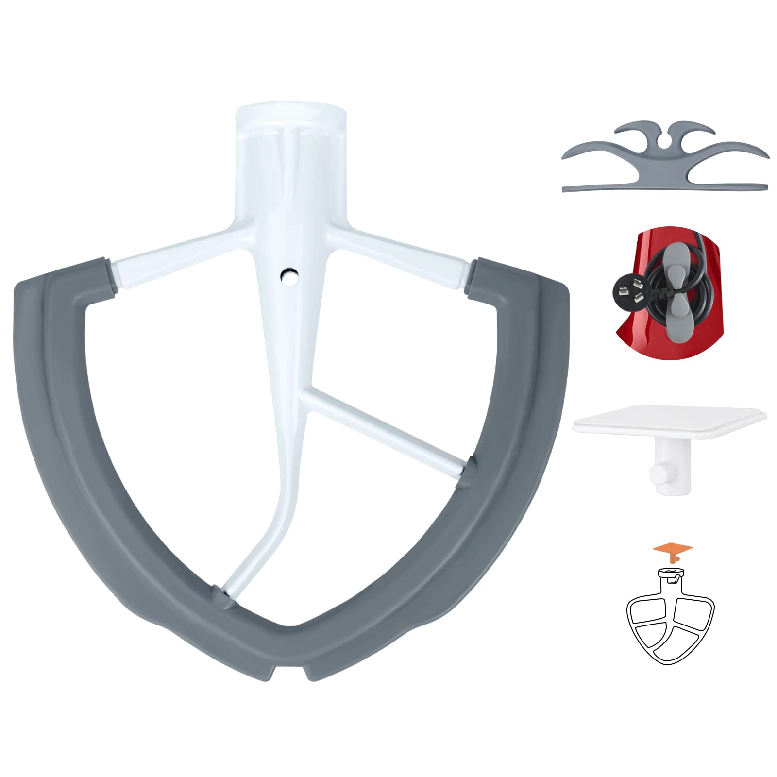Flex Edge Beater for KitchenAid 6 QT Bowl-Lift Stand Mixer with 2 Accessories - Flat Beater Paddle with Flexible Silicone Edges & Bowl Scraper - Perfect for Baking Cakes, Cookies & Dough - Compatible with KitchenAid Mixers