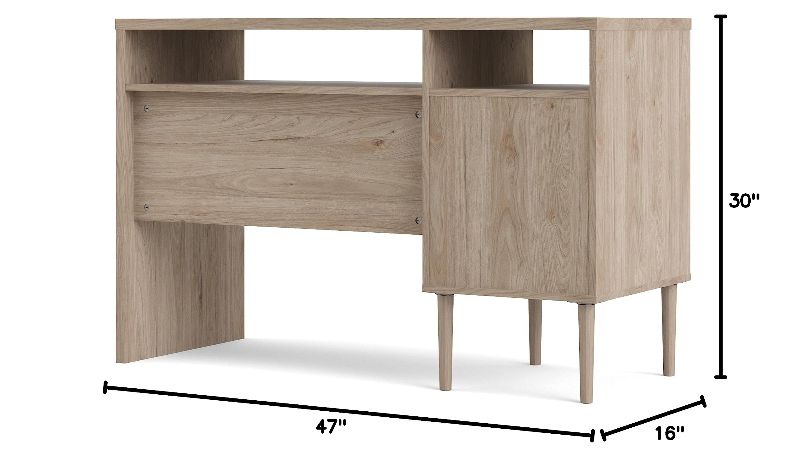 Tvilum Jackson 1-Door 2-Shelf Writing Desk in Hickory/White Matte Finish - Perfect for Home Office, Study Room, or Dormitory Workspace