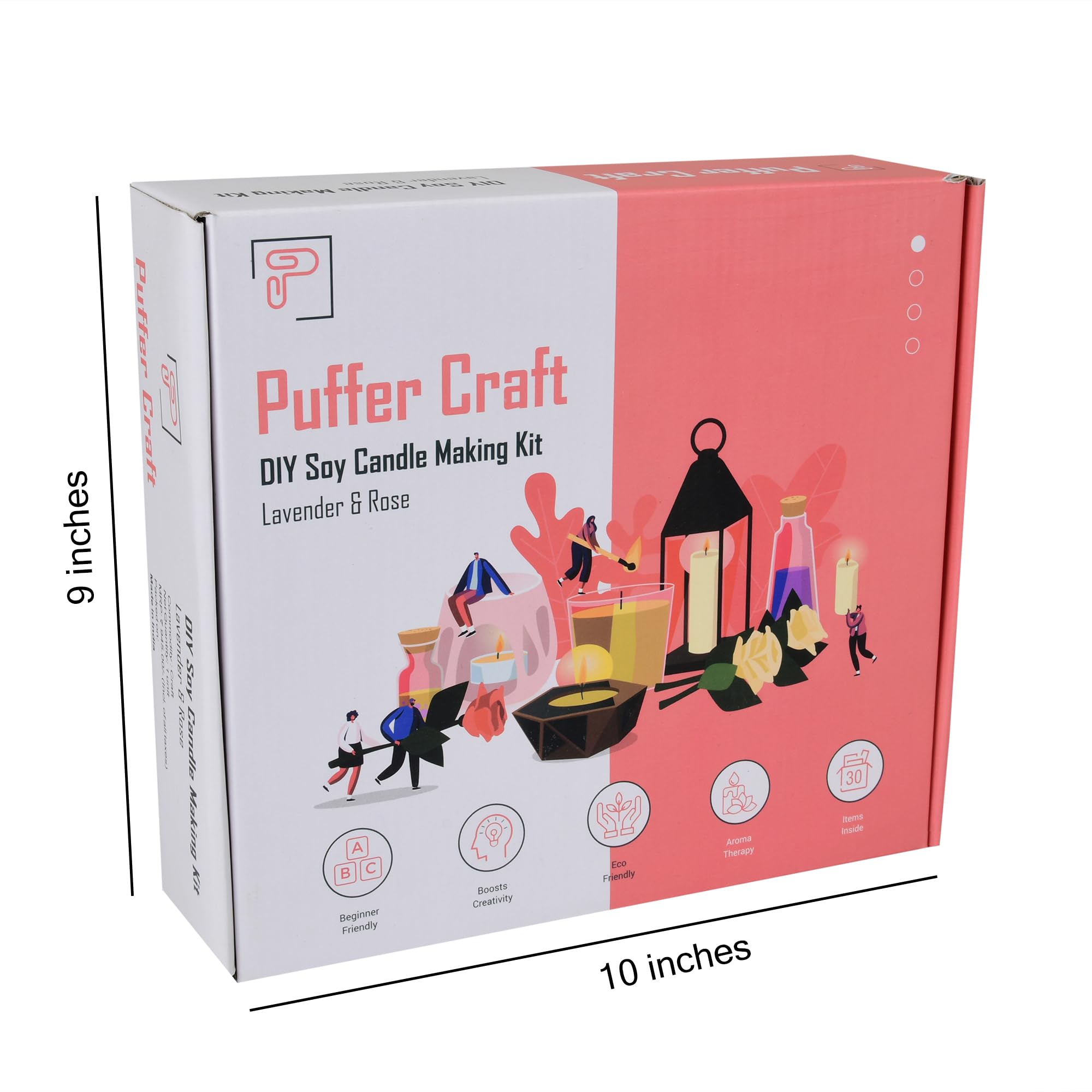 DIY Soy Candle Making Kit with Lavender & Rose Scents - Complete Puffer Craft Supplies for Home Decor, Gifts & Relaxation - Perfect for Aromatherapy, Spa Nights & Romantic Ambiance