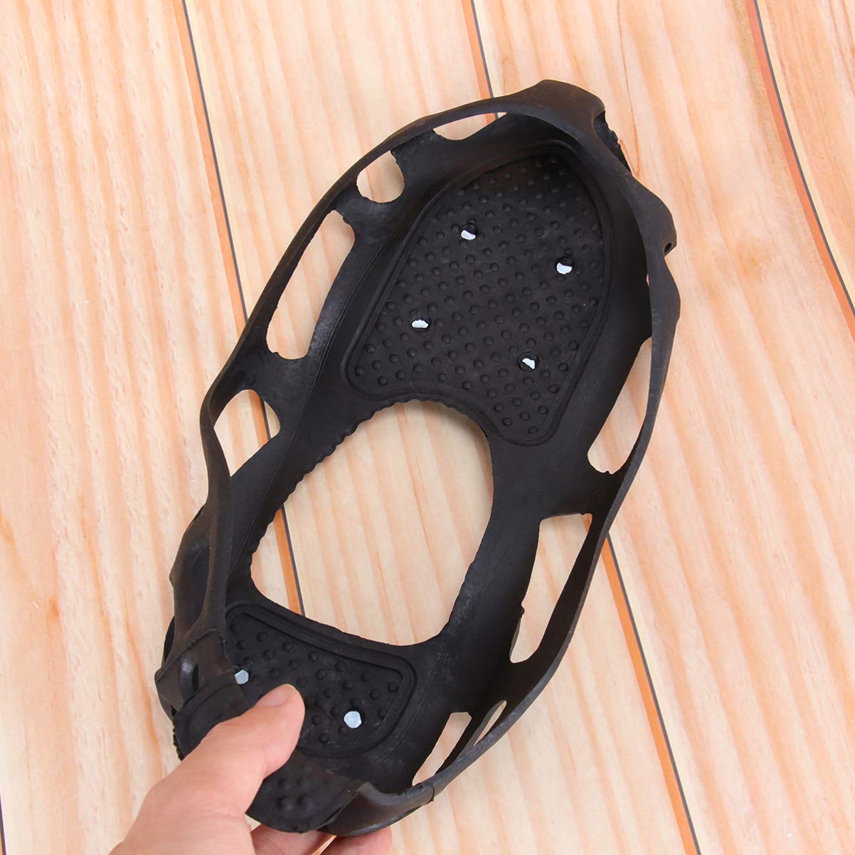 HEALLILY Anti-Slip Ice Cleats for Shoes - 24 Steel Spikes Traction Snow Grips for Winter Walking, Hiking, Climbing & Jogging - Black Size S - Perfect for Icy Sidewalks, Mountain Trails & Slippery Surfaces