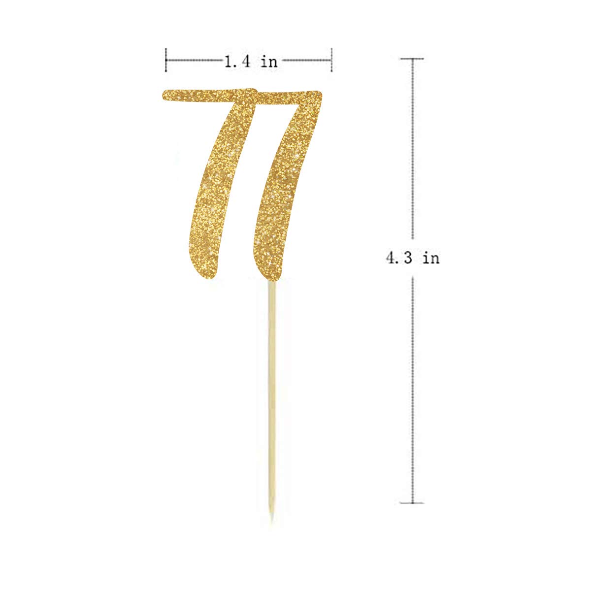 24-Pack Gold Happy 77th Birthday Cupcake Toppers with Glitter Numbers - Elegant Party Decorations for Anniversary Celebrations, Retirement Parties & Milestone Birthday Events