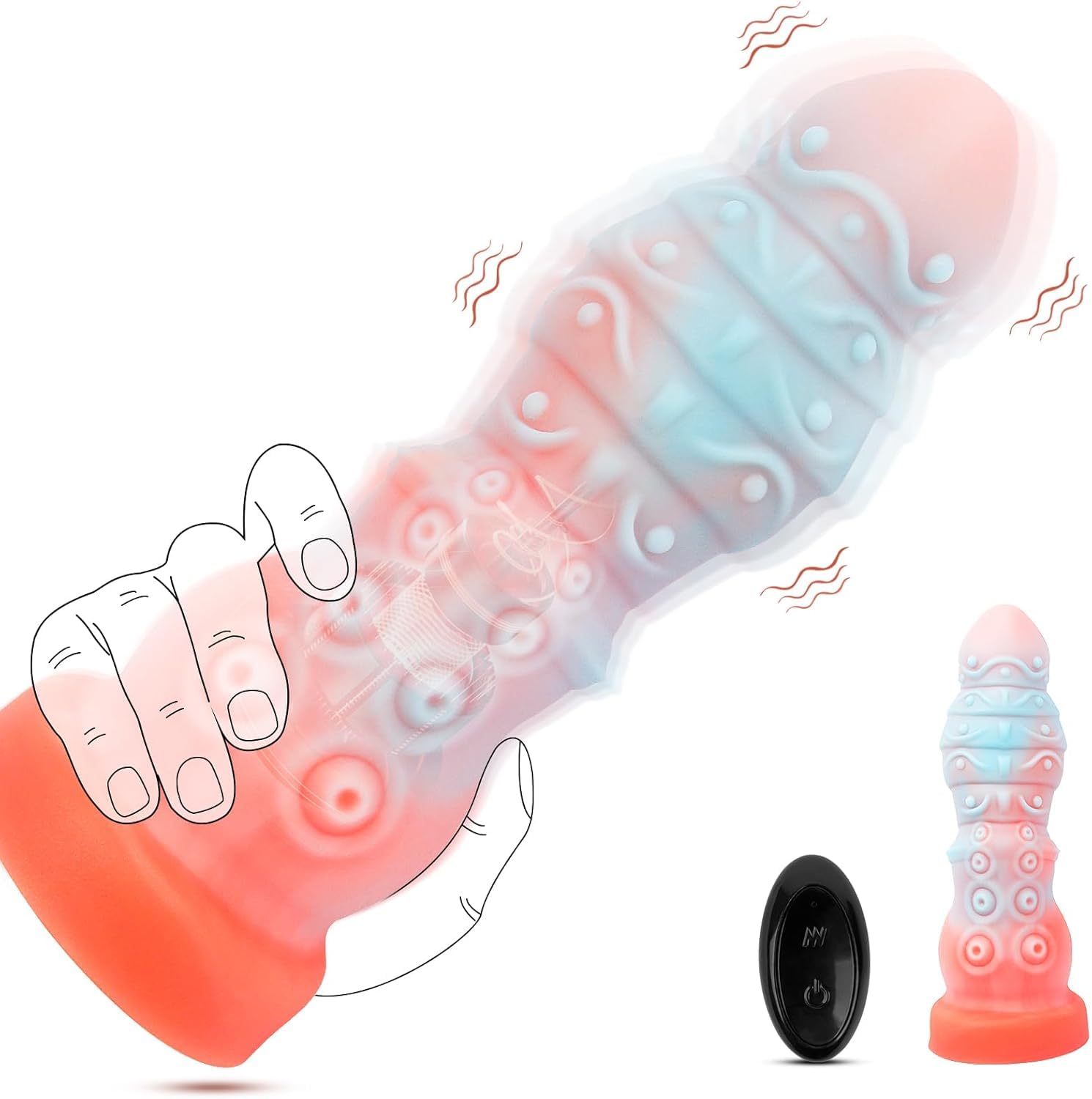 Fantasy Knot Dildo - 9 Inch Large Thick Vibrating Sex Toy with 7 Powerful Modes for G-Spot & Anal Stimulation - Adult Pleasure Toy for Men & Women - Perfect for Solo Play, Couples & BDSM Scenes