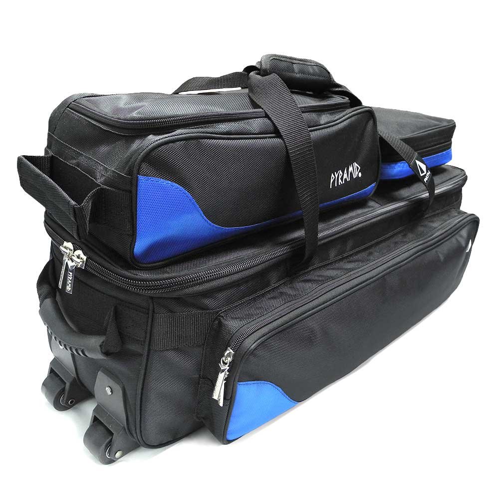 Pyramid Path Triple Tote Roller Plus Bowling Bag with Detachable Shoe Compartment (Fits US Men's Size 15) - Lightweight Travel Luggage with Accessory & Side Pockets | Perfect for Gym, Bowling, Business Trips & Weekend Getaways