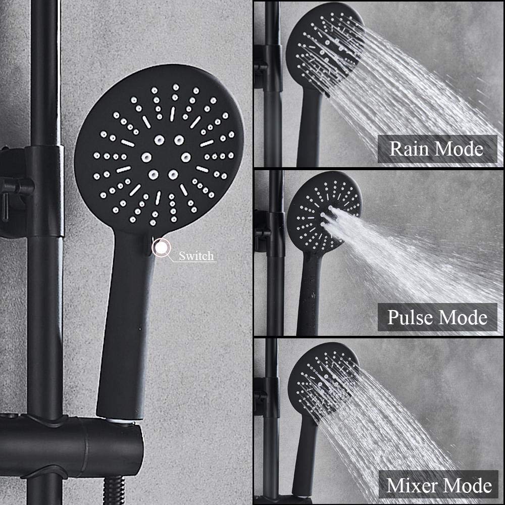 Thermostatic Rainfall Shower Mixer Set - Wall Mounted Bath & Shower Faucet with Hot/Cold Water Control - Perfect for Modern Bathrooms & Spa-Like Showers