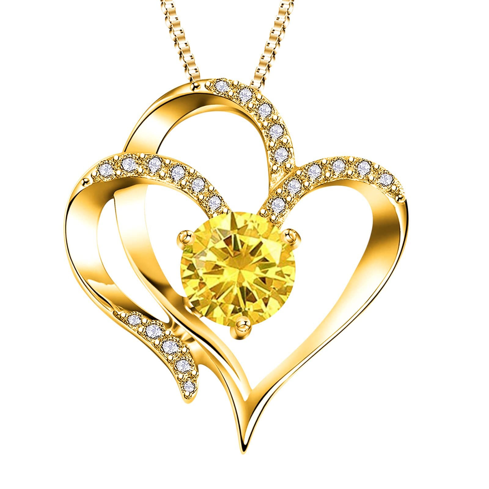 12 Pendant Heart Necklace for Women - Zircon Love Letter Silver Birthstone Necklace with Pearls | Elegant Costume Jewelry for Anniversaries, Valentine's Day & Special Occasions