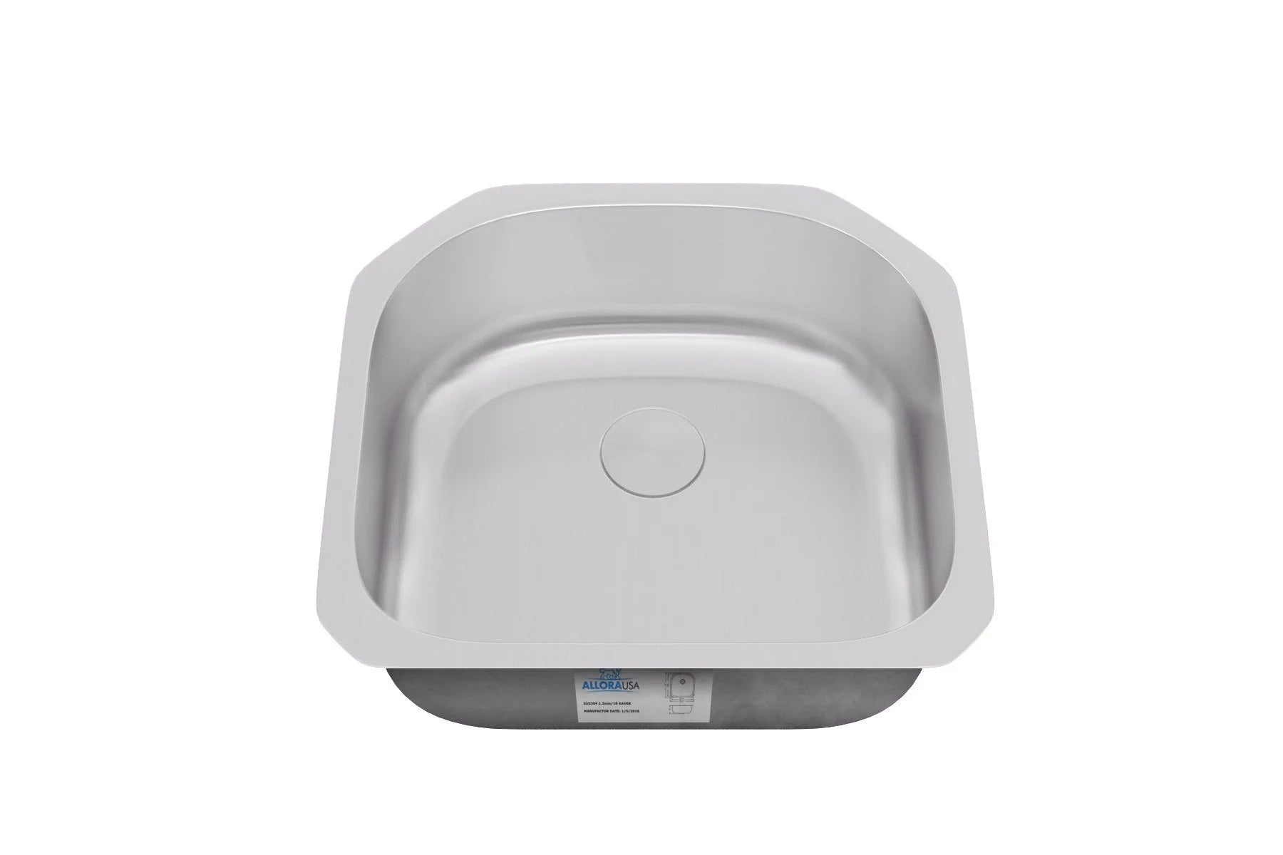 Allora USA KSN 2321 8-Inch Undermount D-Shape Single Bowl Stainless Steel Kitchen Sink - Perfect for Small Kitchens & RV Remodels