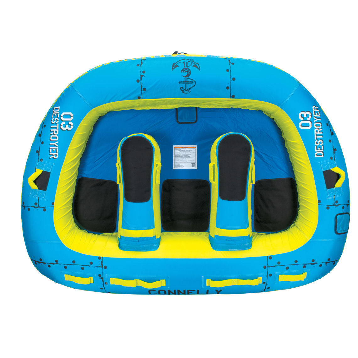 Connelly Destroyer 3 Towable Tube - 3 Person Inflatable Water Tube for Boating, Lakes & Rivers - High-Speed Towing, Durable Design for Summer Fun