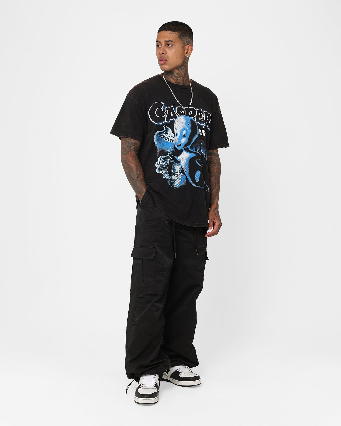 Vintage Casper T-Shirt - Black Wash Distressed Retro Graphic Tee for Men & Women | American Thrift Style | Perfect for Casual Wear, Street Fashion & 90s Retro Outfits