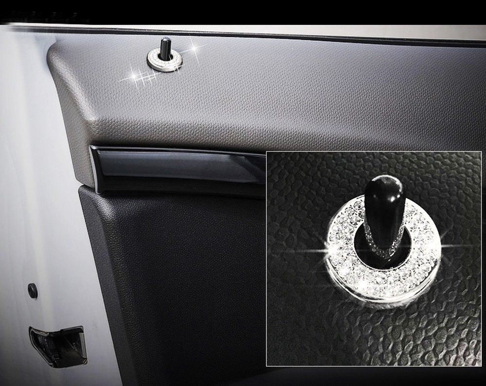(2 Pack) Bling Crystal Alloy Door Lock Knob Ring Covers for MINI Cooper - Elegant Car Accessories for Luxury Vehicle Upgrade & Interior Decoration