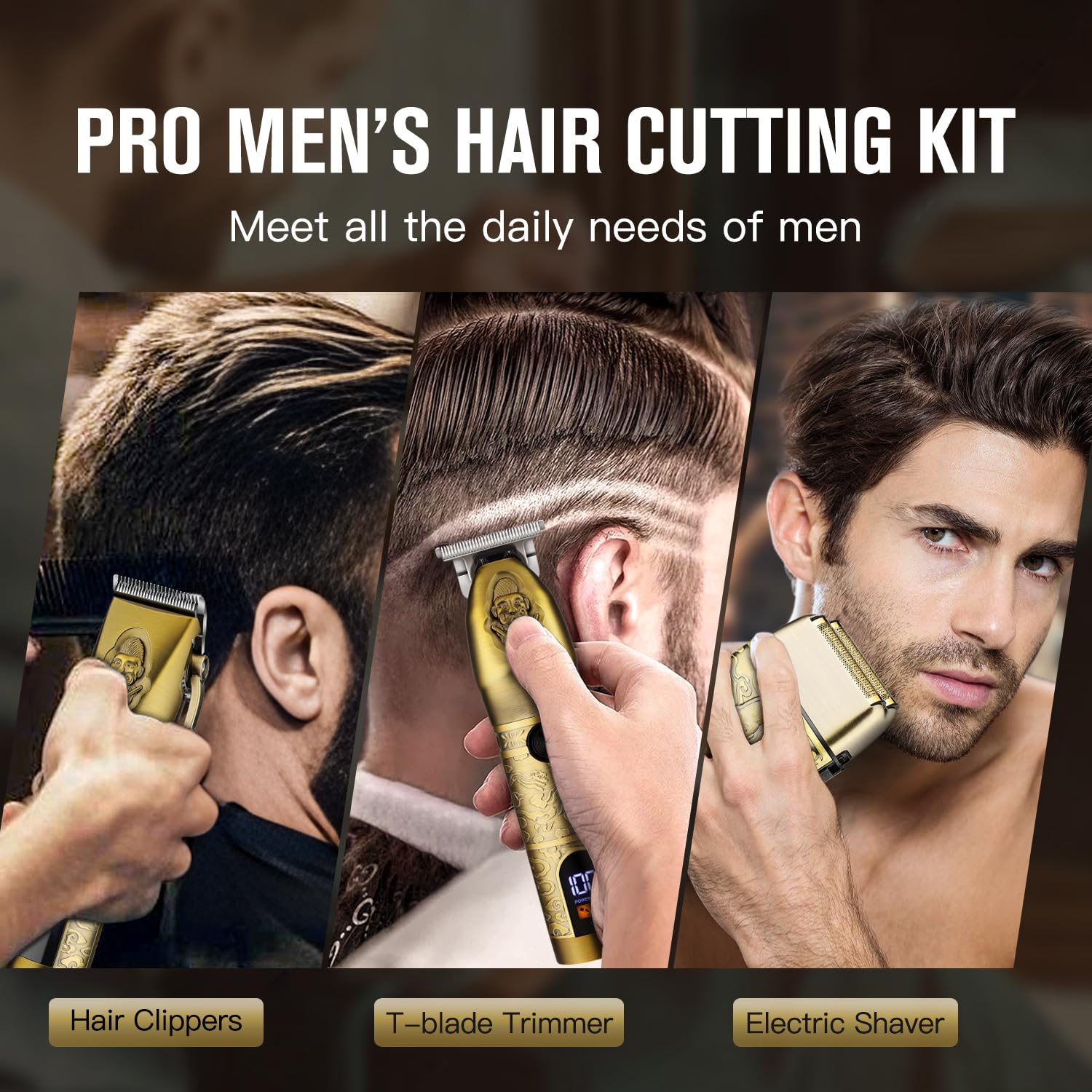 Professional Cordless Hair Clippers for Men - Electric Shaver & Beard Trimmer Kit, Barber-Grade Haircut Clippers with Precision Blades - Perfect for Home Haircuts, Beard Grooming & Professional Barber Use