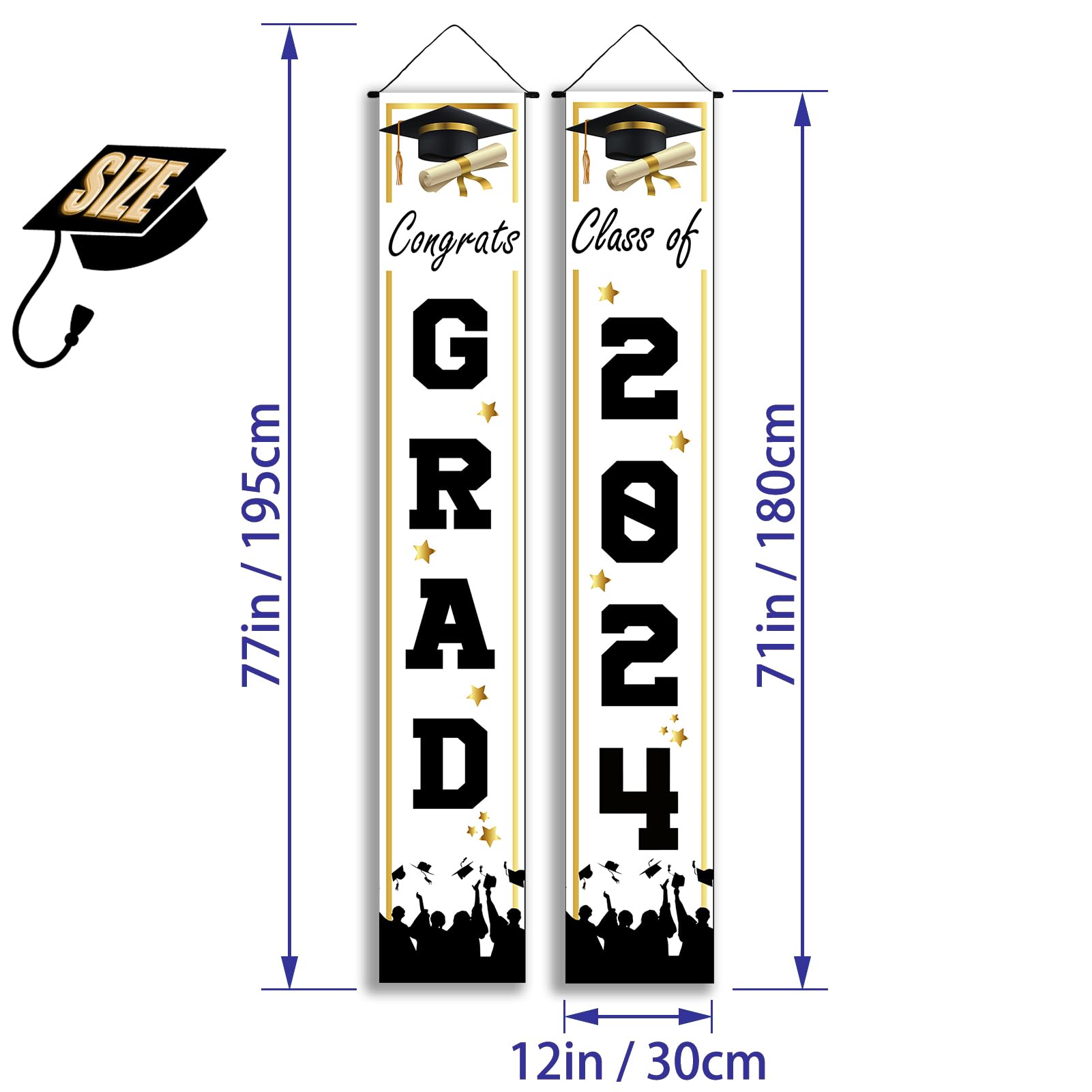 Class of 2024 Graduation Decorations - White Congratulations Banner & Party Supplies for High School, College Graduation Celebrations | Perfect for Graduation Parties, School Events & Home Decor
