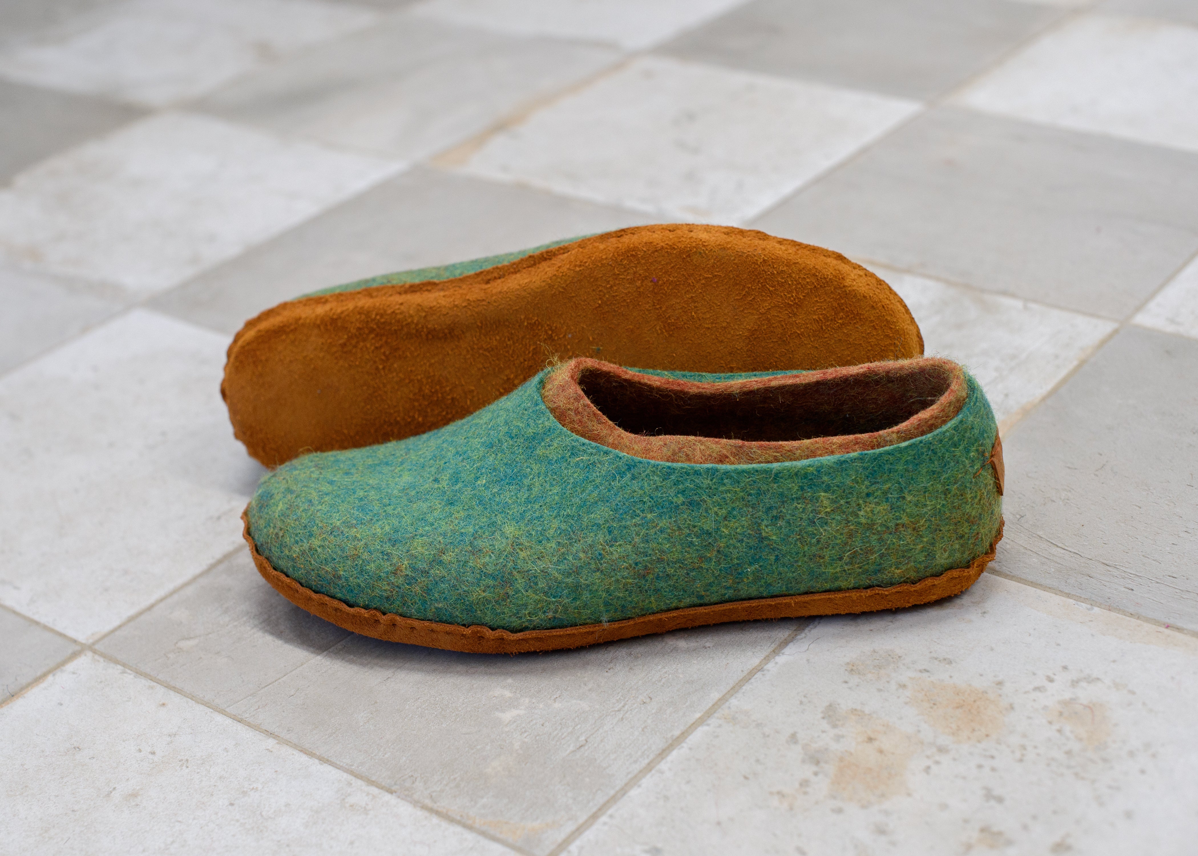 2-in-1 Dual Layer Felted Wool Slippers for Men - Warm & Comfortable Indoor/Outdoor House Shoes for Winter, Lounge & Home Use