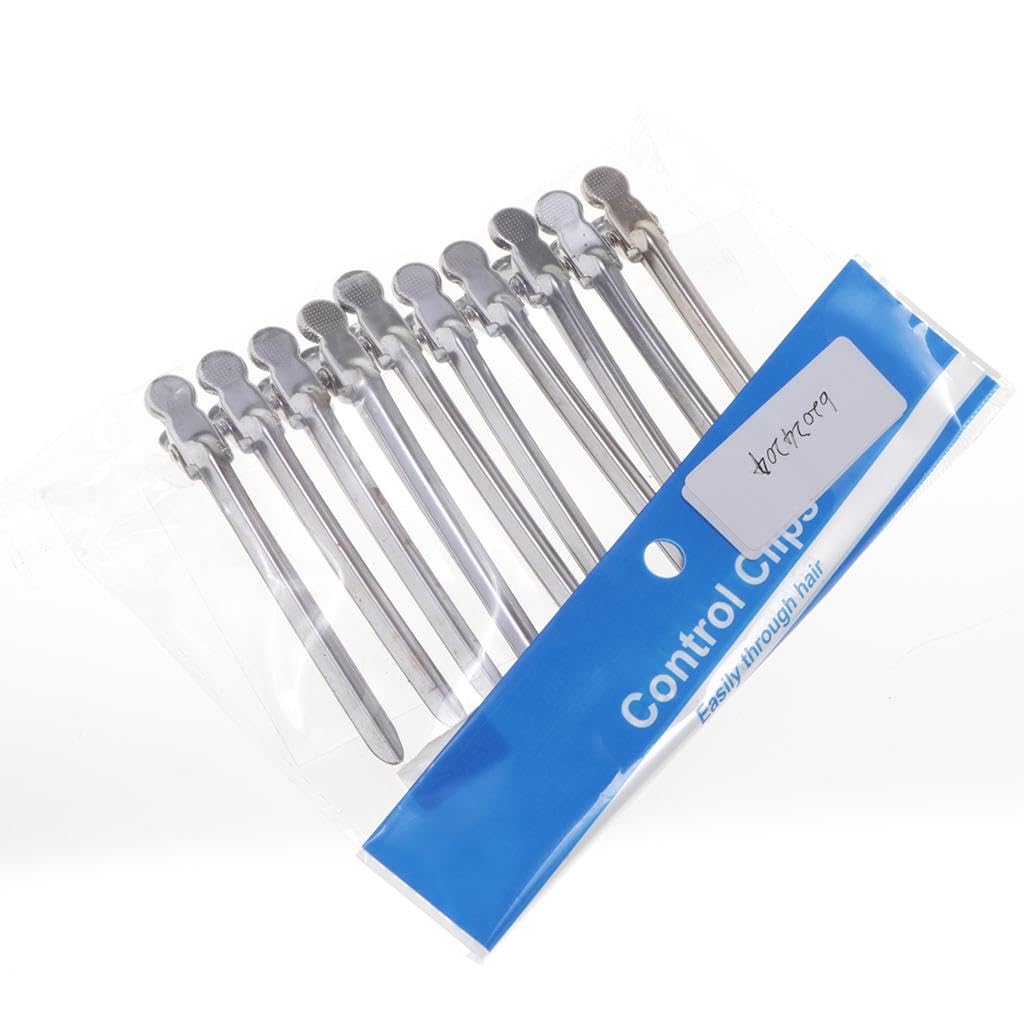 LOSA 10-Pack Metal Hair Sectioning Clips with Strong Spring Grip - Professional Hairdressing Clips for Styling, Cutting & Coloring (Silver) - Perfect for Salon, Home Use & DIY Hairstyling