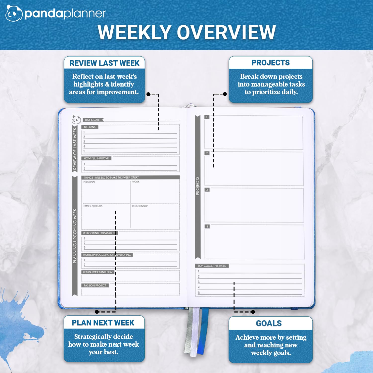 Panda Planner 2025 Undated Daily Planner with Hourly Schedule - 5.75